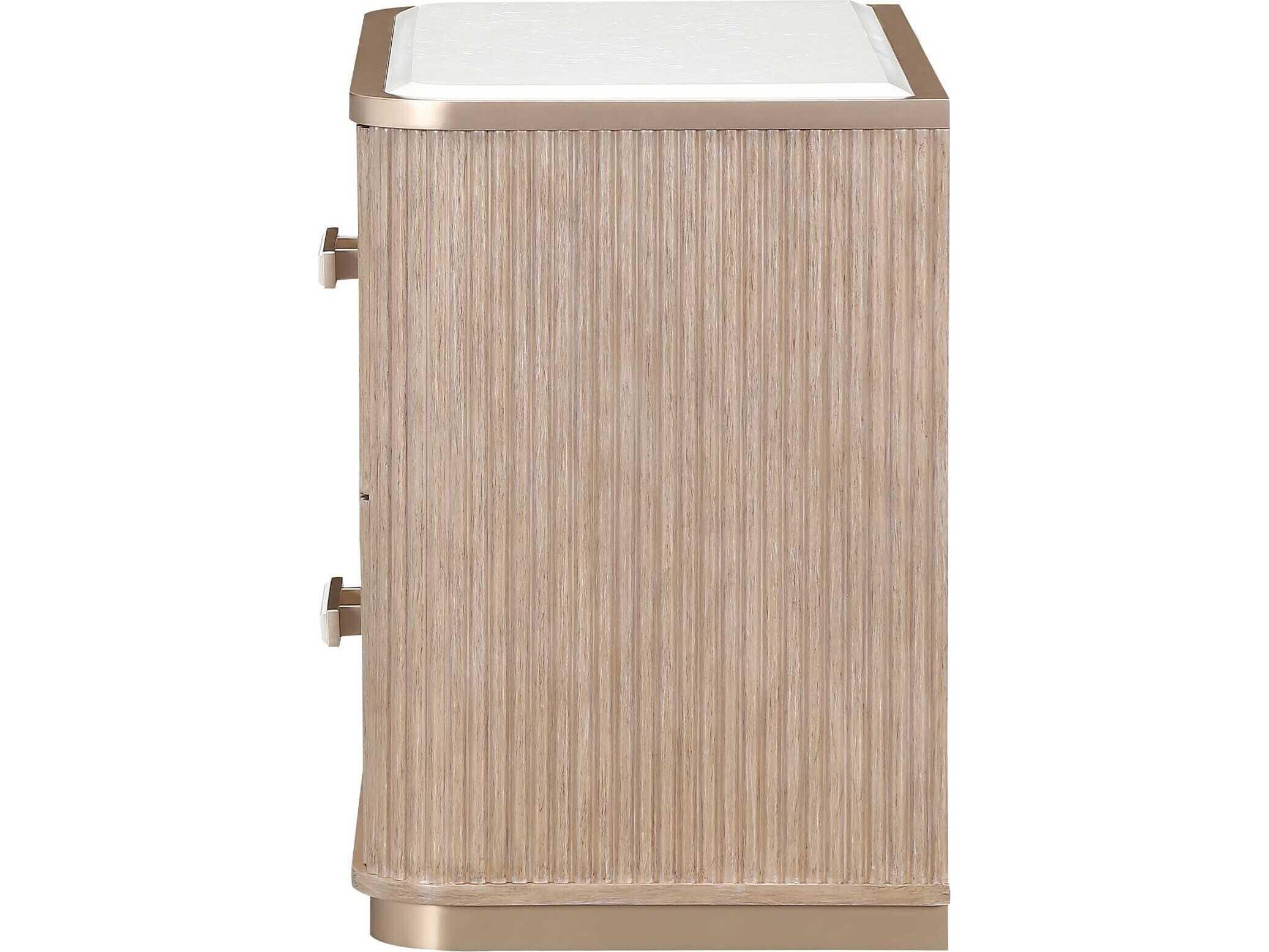 Michael Amini West Kensington 2-Drawers Beige Rubberwood Nightstand