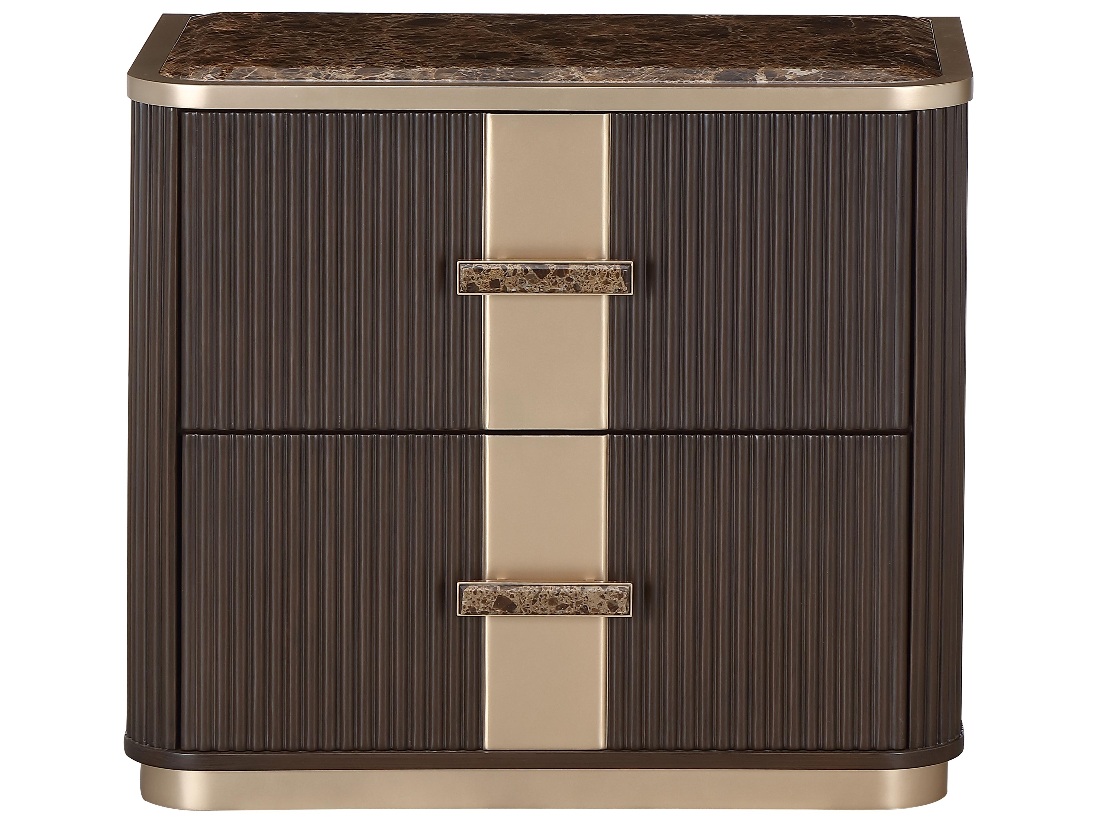 Michael Amini West Kensington 2-Drawers Brown Rubberwood Espresso Nightstand