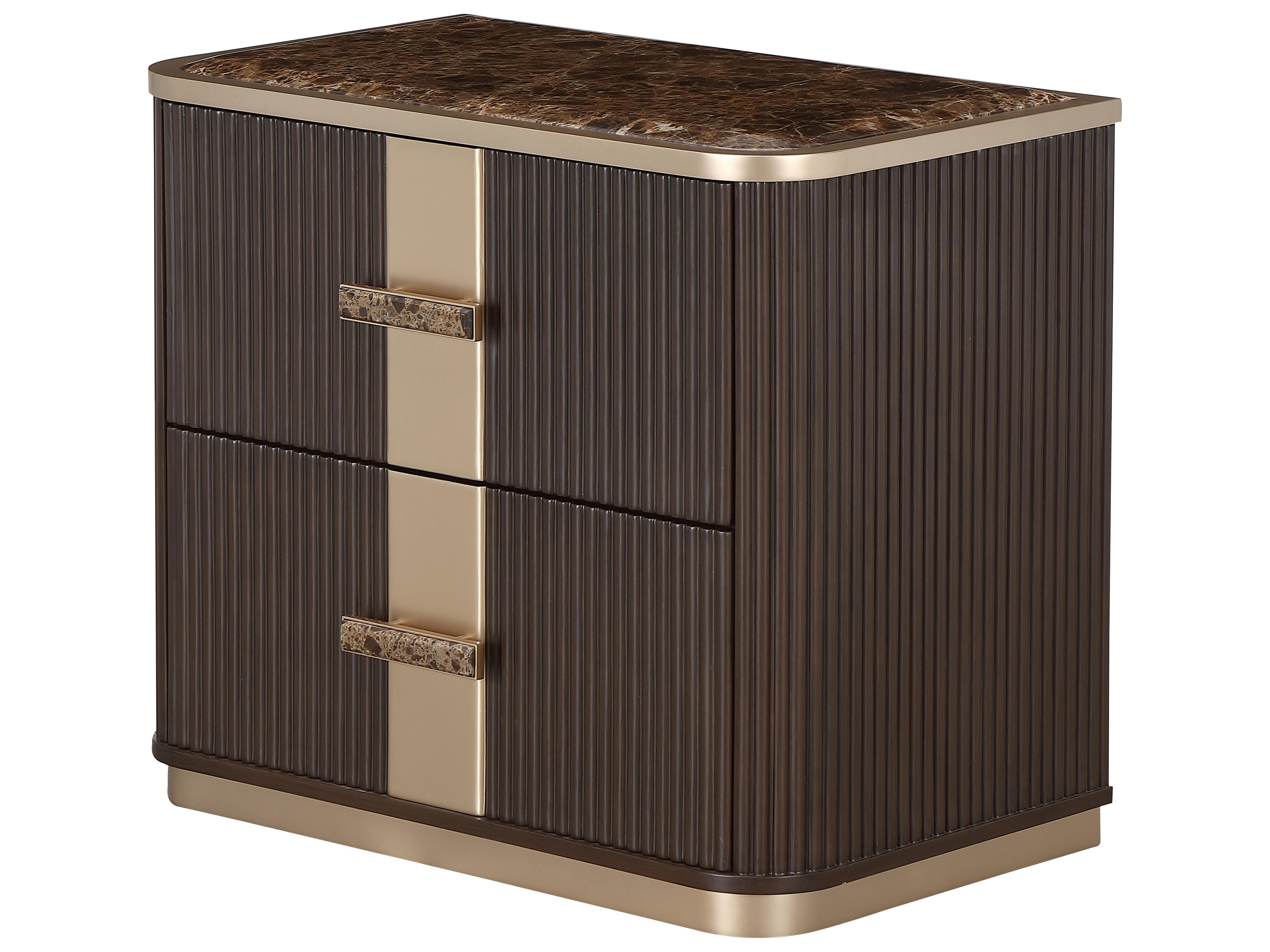 Michael Amini West Kensington 2-Drawers Brown Rubberwood Espresso Nightstand
