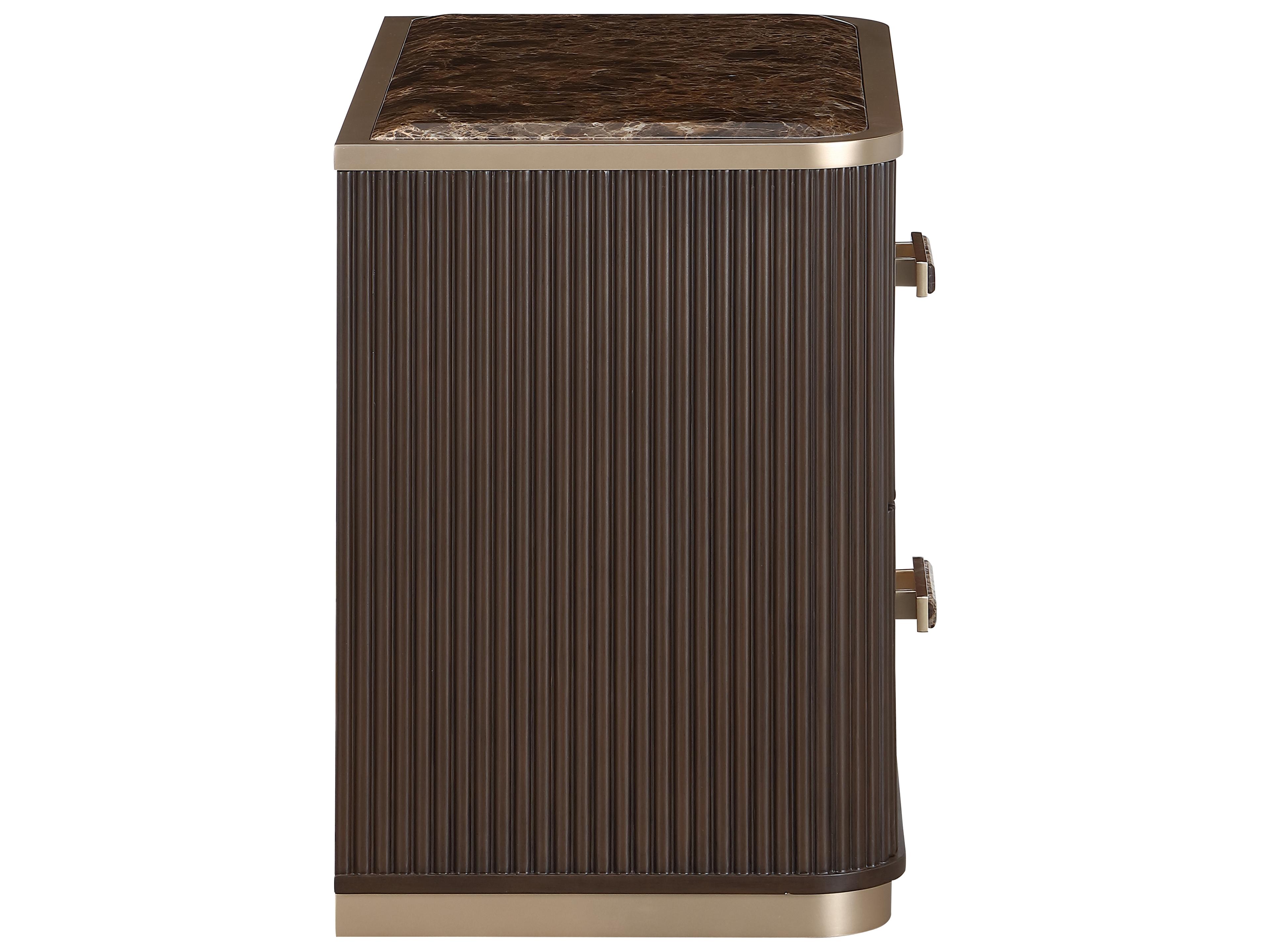 Michael Amini West Kensington 2-Drawers Brown Rubberwood Espresso Nightstand