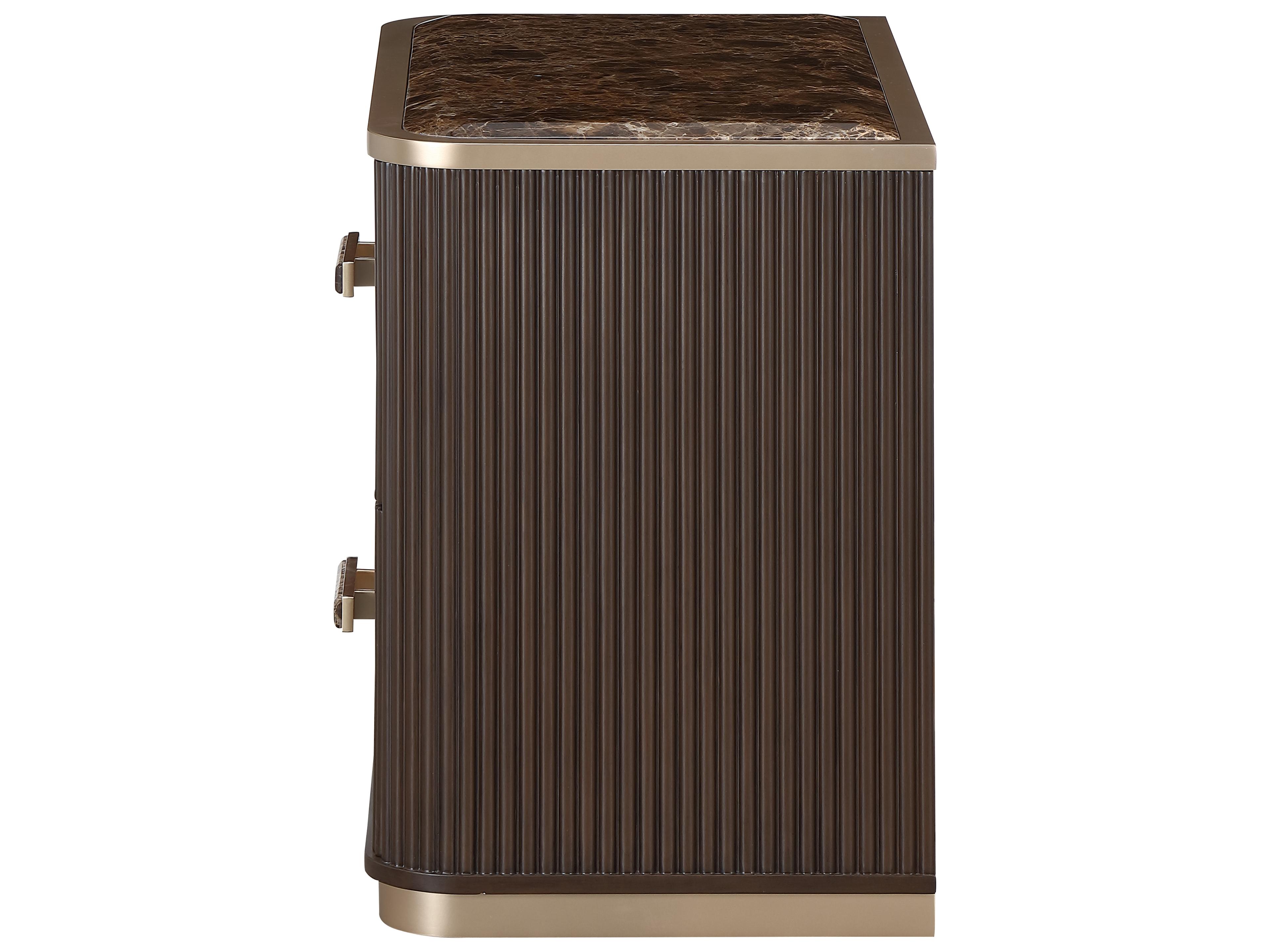 Michael Amini West Kensington 2-Drawers Brown Rubberwood Espresso Nightstand