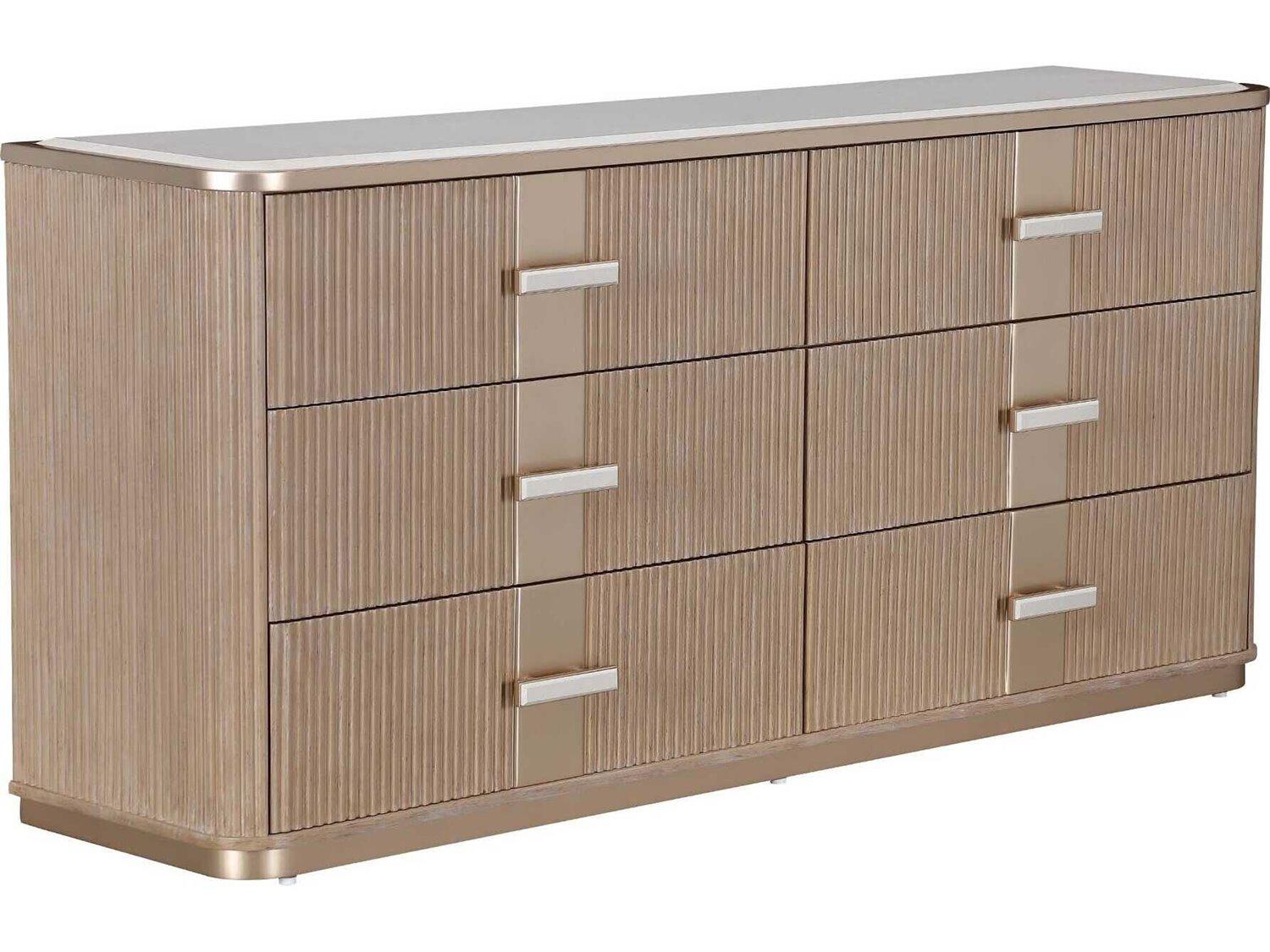 Michael Amini West Kensington 6-Drawers Beige Rubberwood Double Dresser