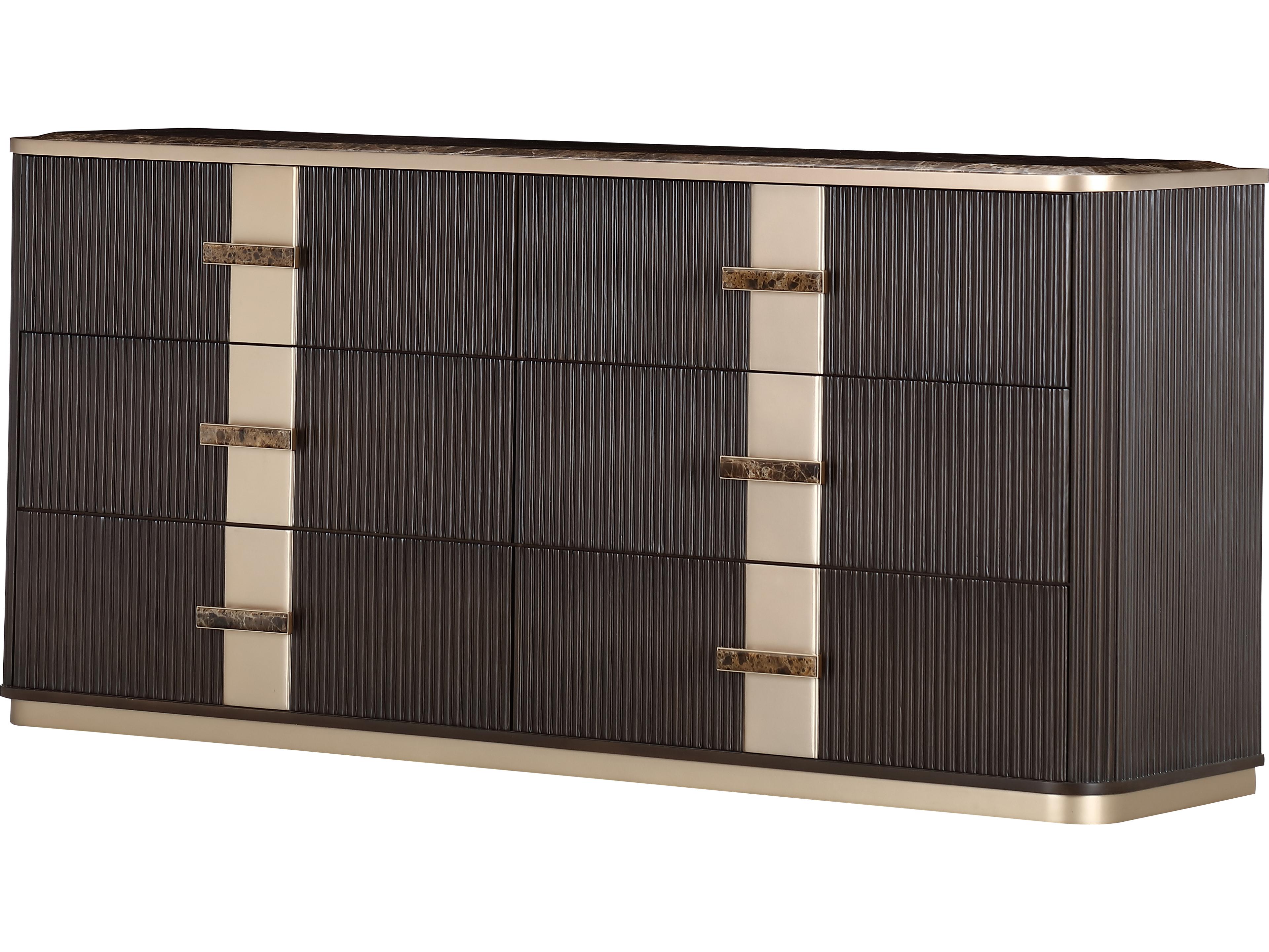 Michael Amini West Kensington 6-Drawers Brown Rubberwood Double Espresso Dresser