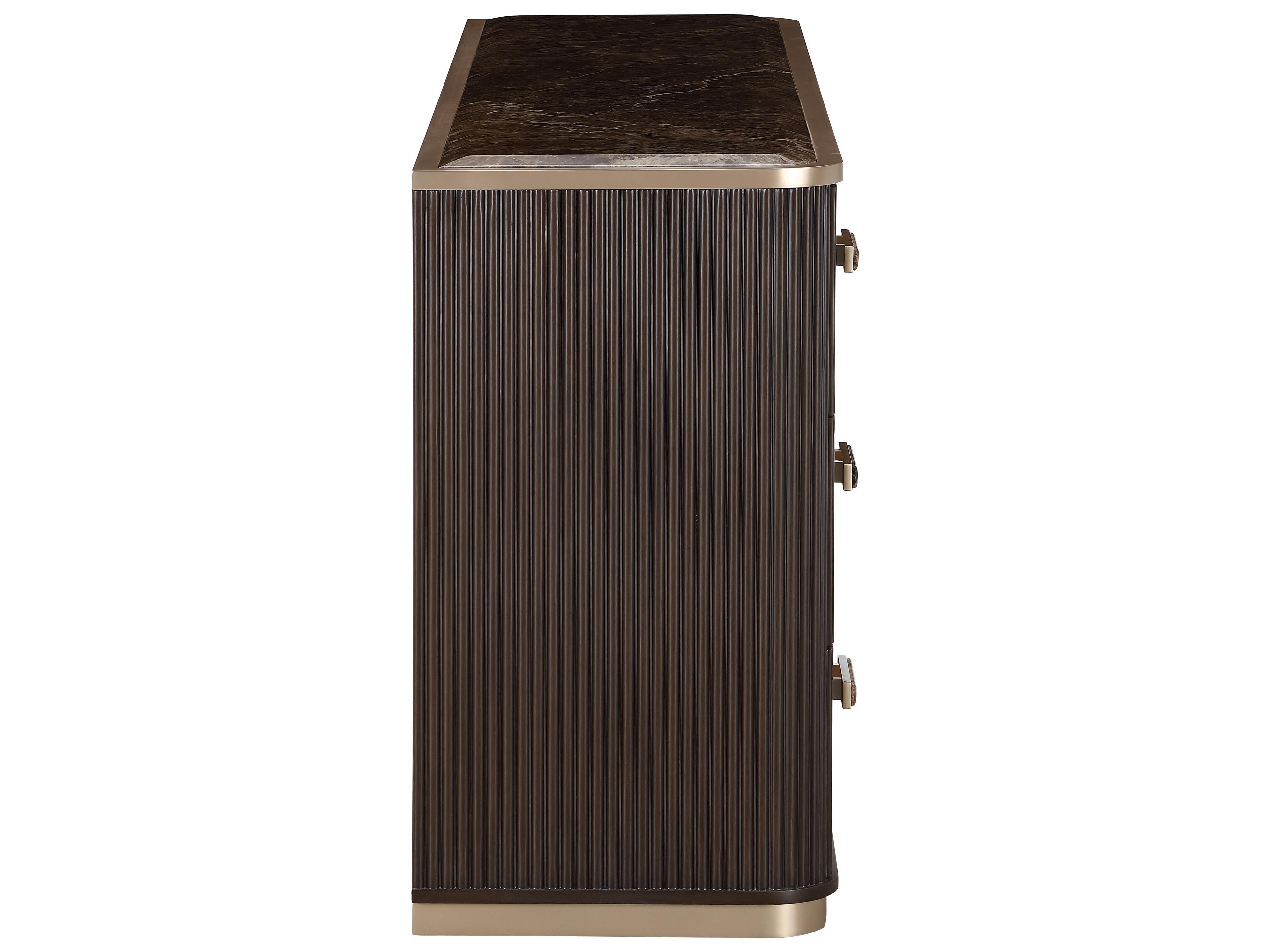 Michael Amini West Kensington 6-Drawers Brown Rubberwood Double Espresso Dresser