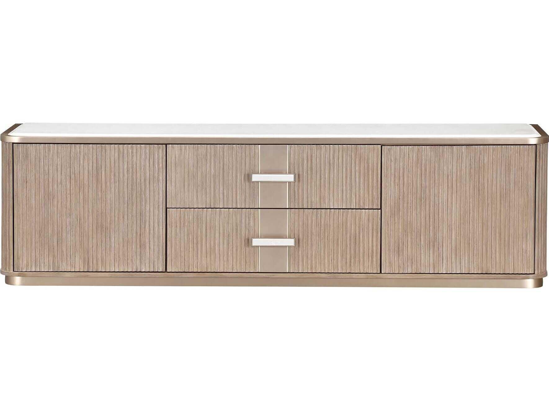 Michael Amini West Kensington 80" Rubberwood Sea Salt Caramel Media Console