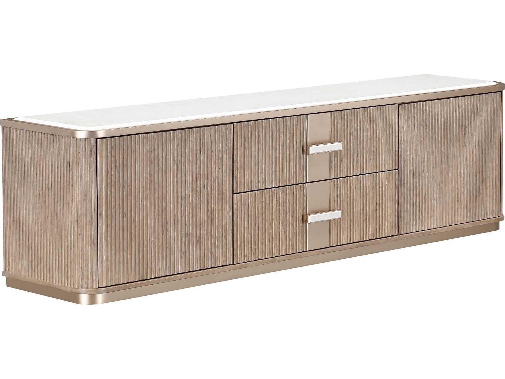 Michael Amini West Kensington 80" Rubberwood Sea Salt Caramel Media Console