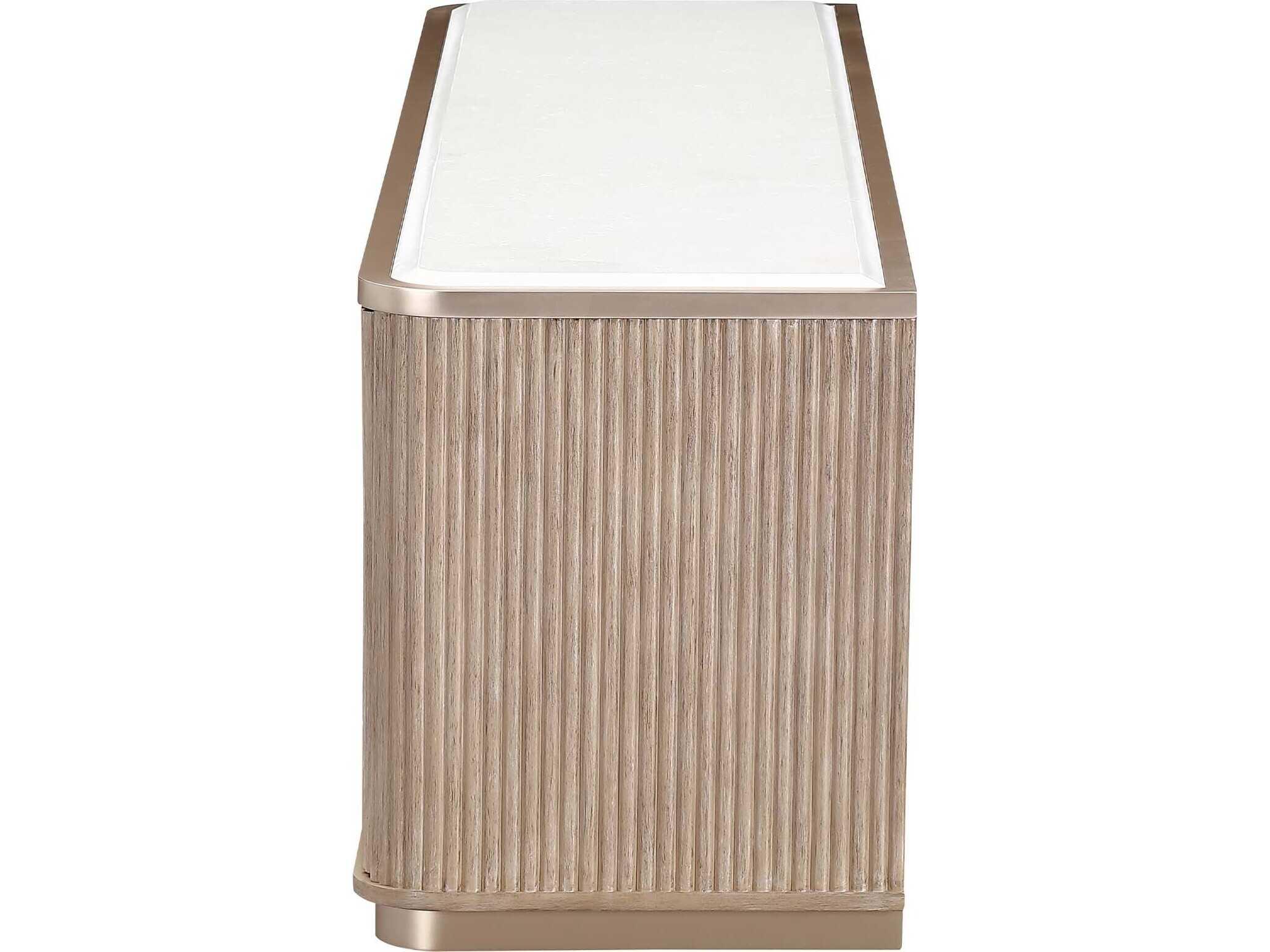 Michael Amini West Kensington 80" Rubberwood Sea Salt Caramel Media Console