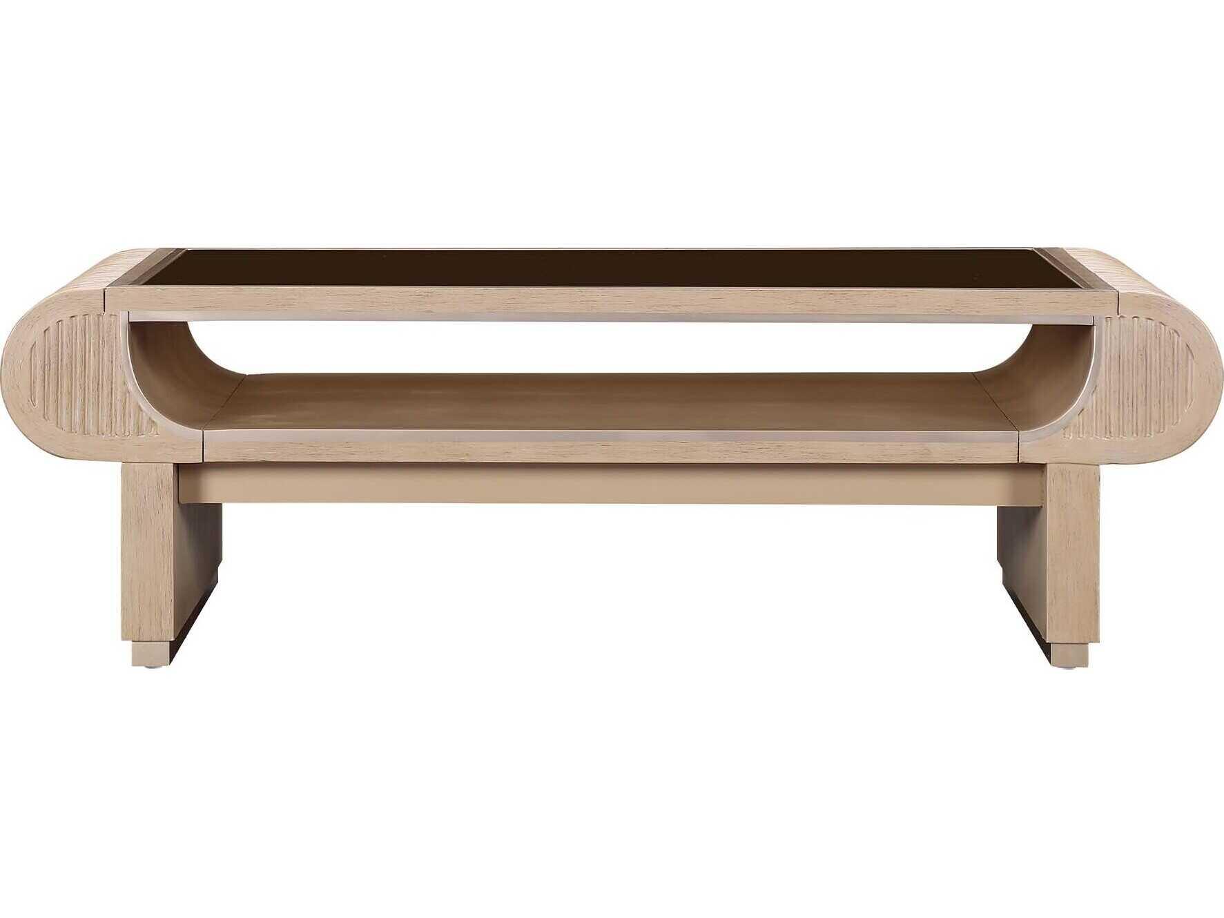 Michael Amini West Kensington Rectangular Glass Sea Salt Caramel Coffee Table
