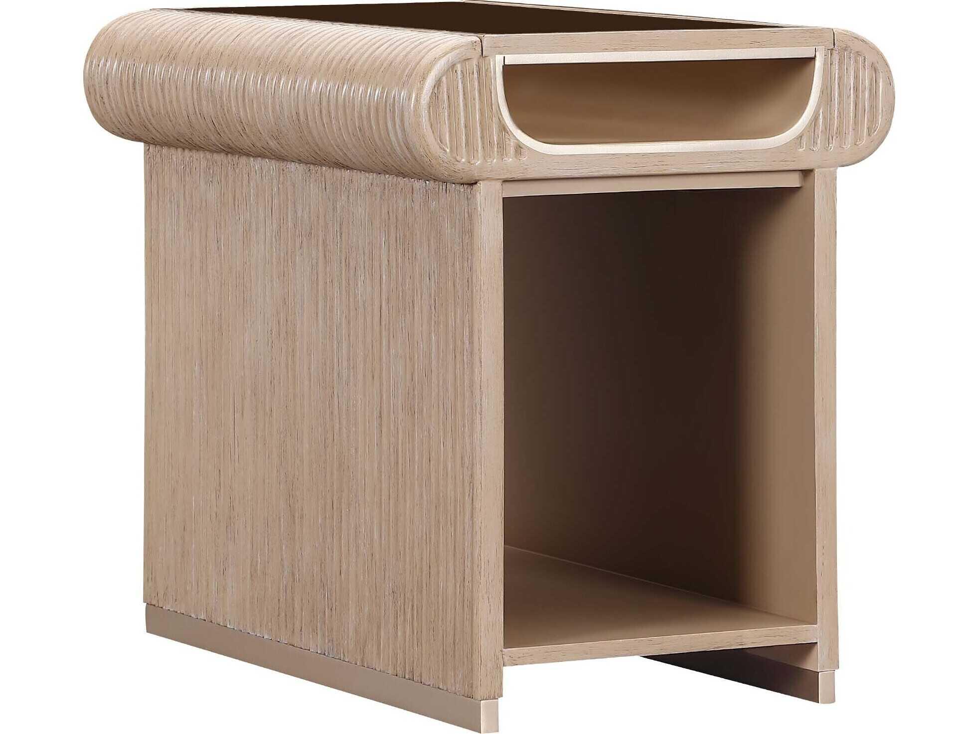 Michael Amini West Kensington Rectangular Glass Sea Salt Caramel End Table