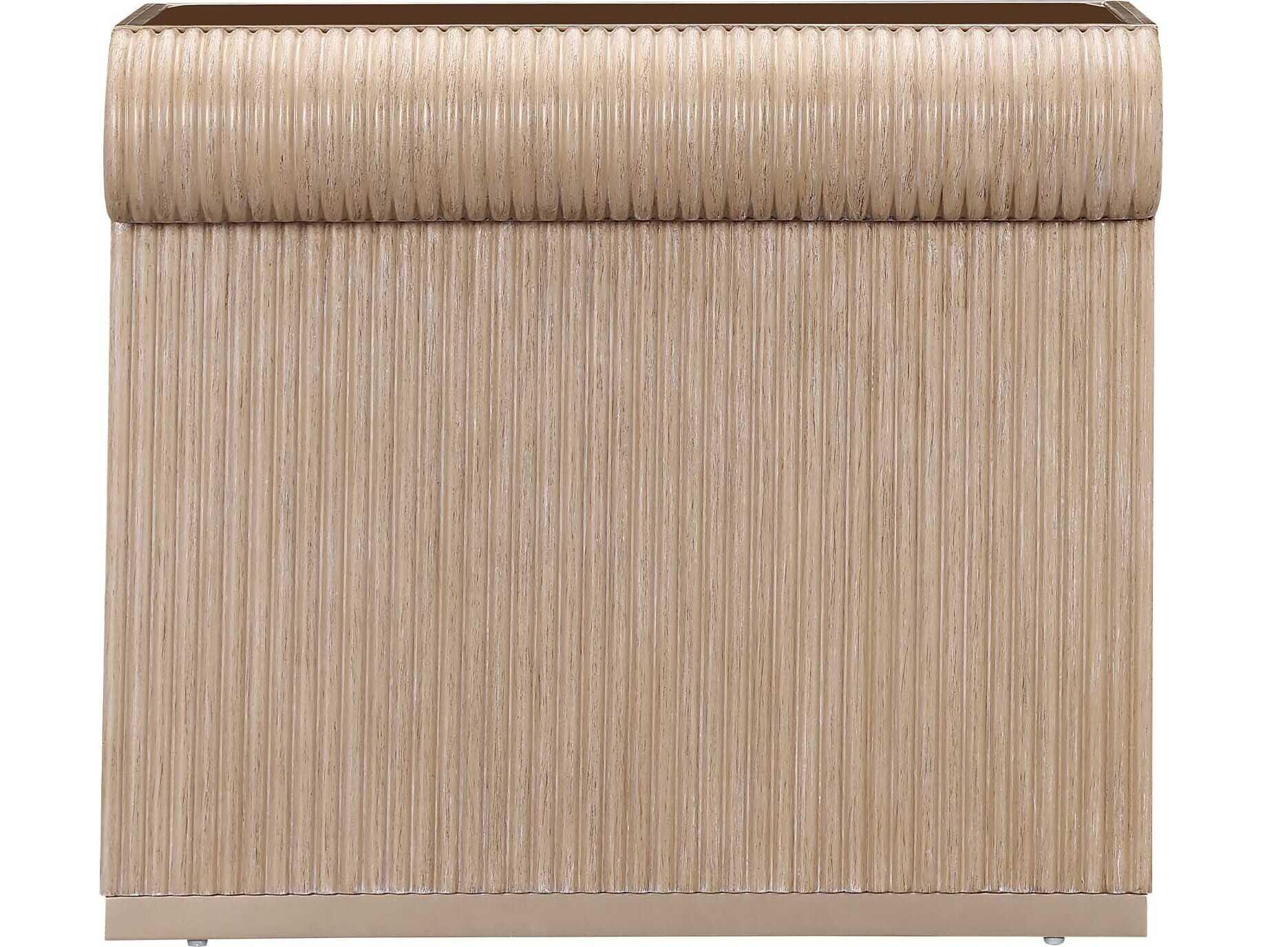 Michael Amini West Kensington Rectangular Glass Sea Salt Caramel End Table