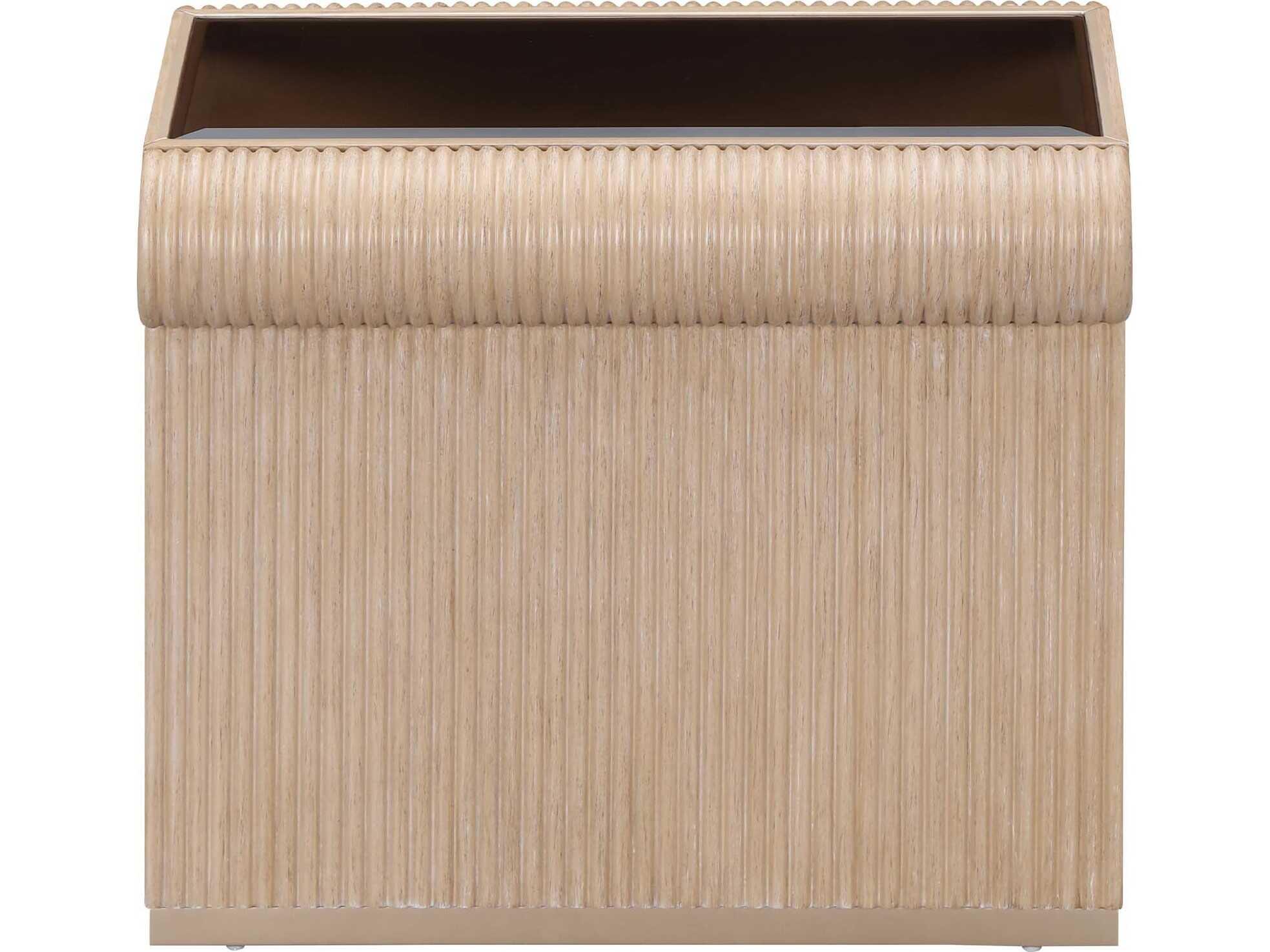 Michael Amini West Kensington Rectangular Glass Sea Salt Caramel End Table