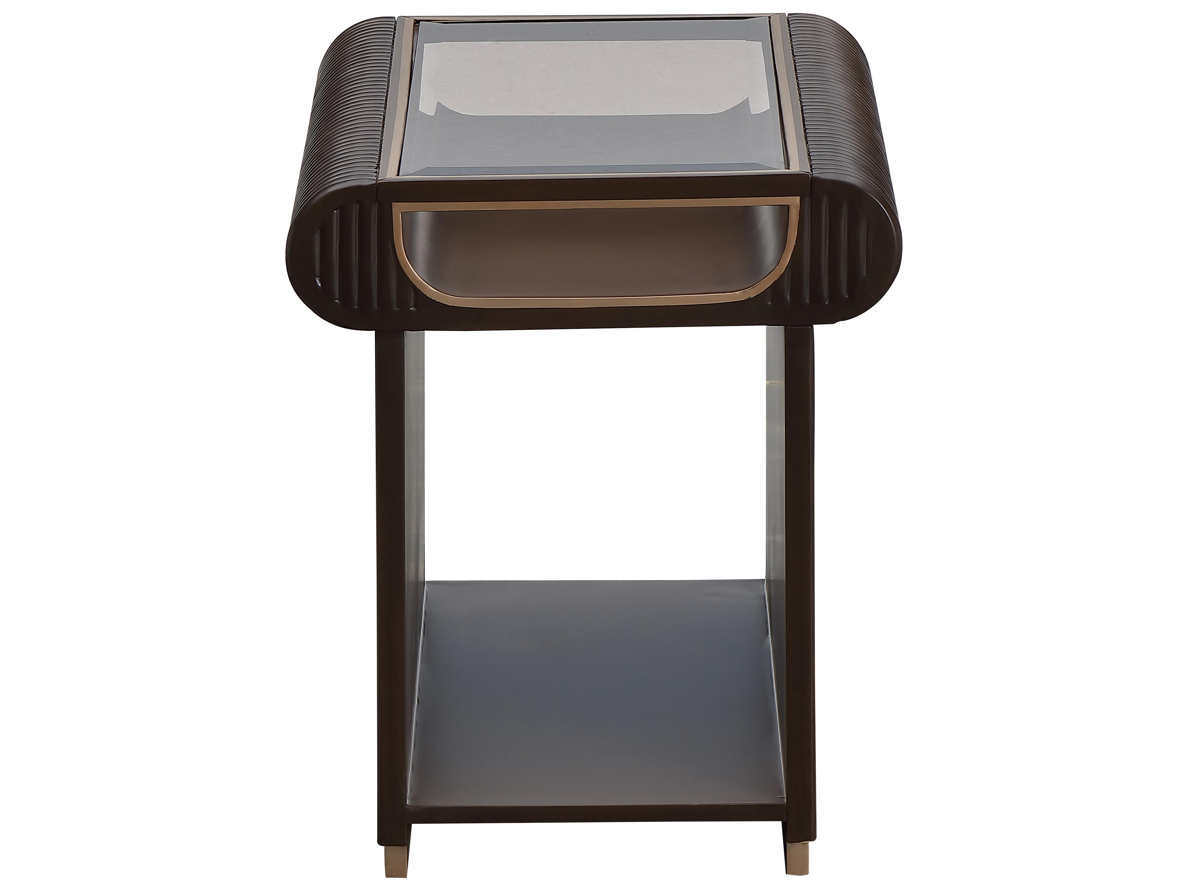 Michael Amini West Kensington Rectangular Glass Espresso End Table