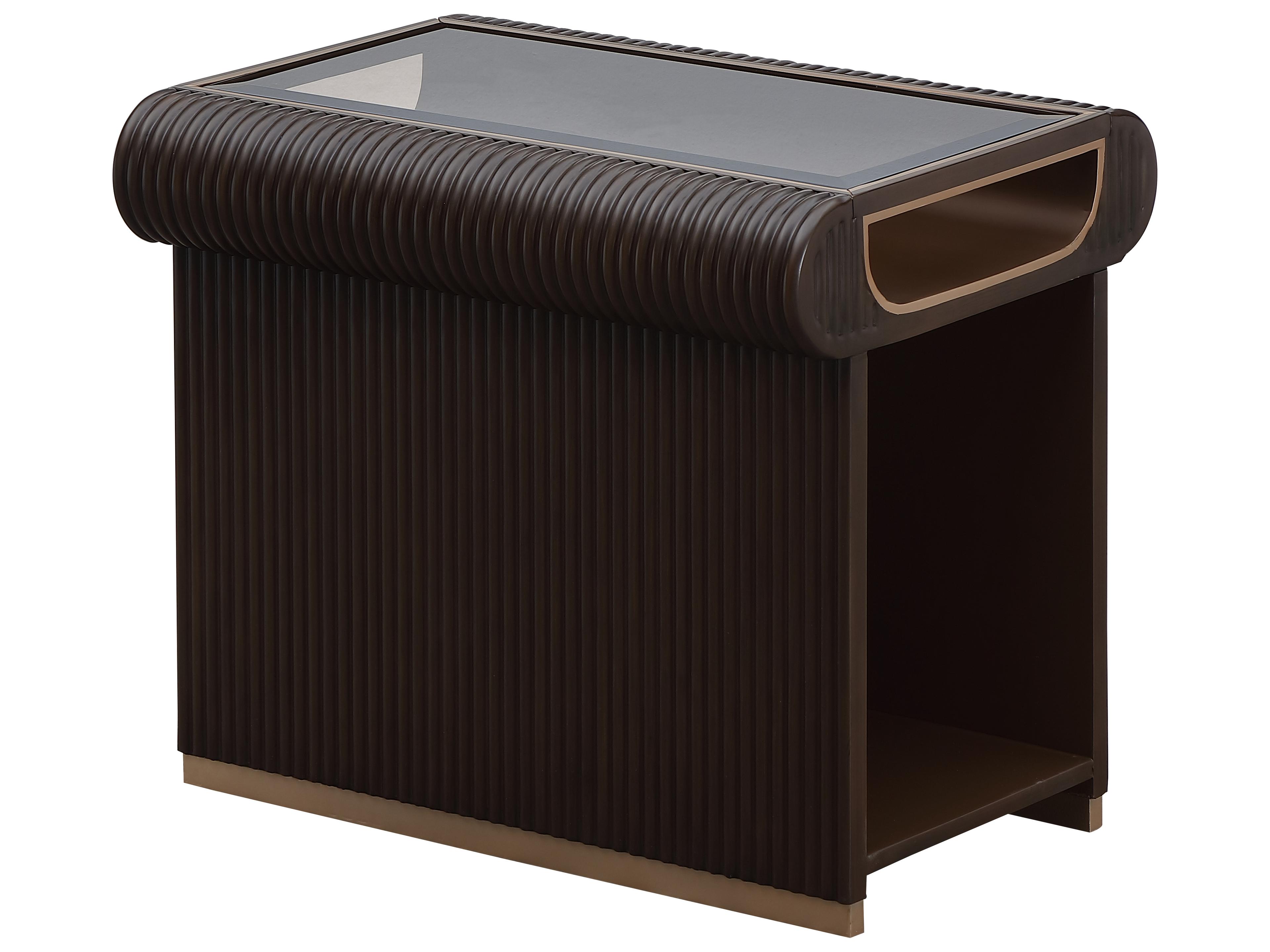 Michael Amini West Kensington Rectangular Glass Espresso End Table