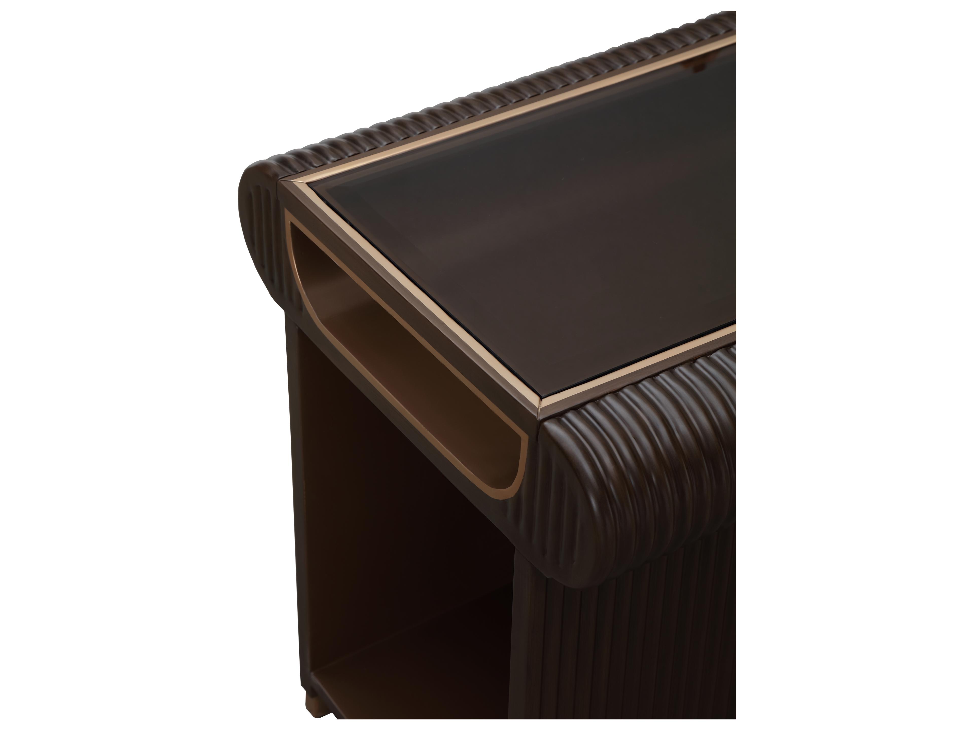 Michael Amini West Kensington Rectangular Glass Espresso End Table