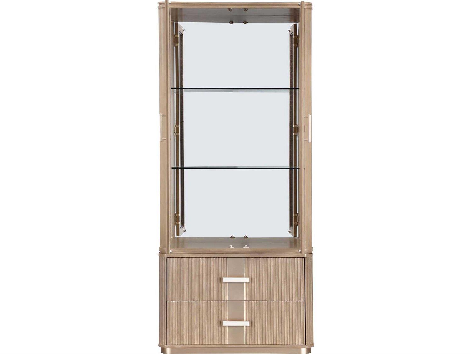 Michael Amini West Kensington Rubberwood Sea Salt Caramel Display Cabinet