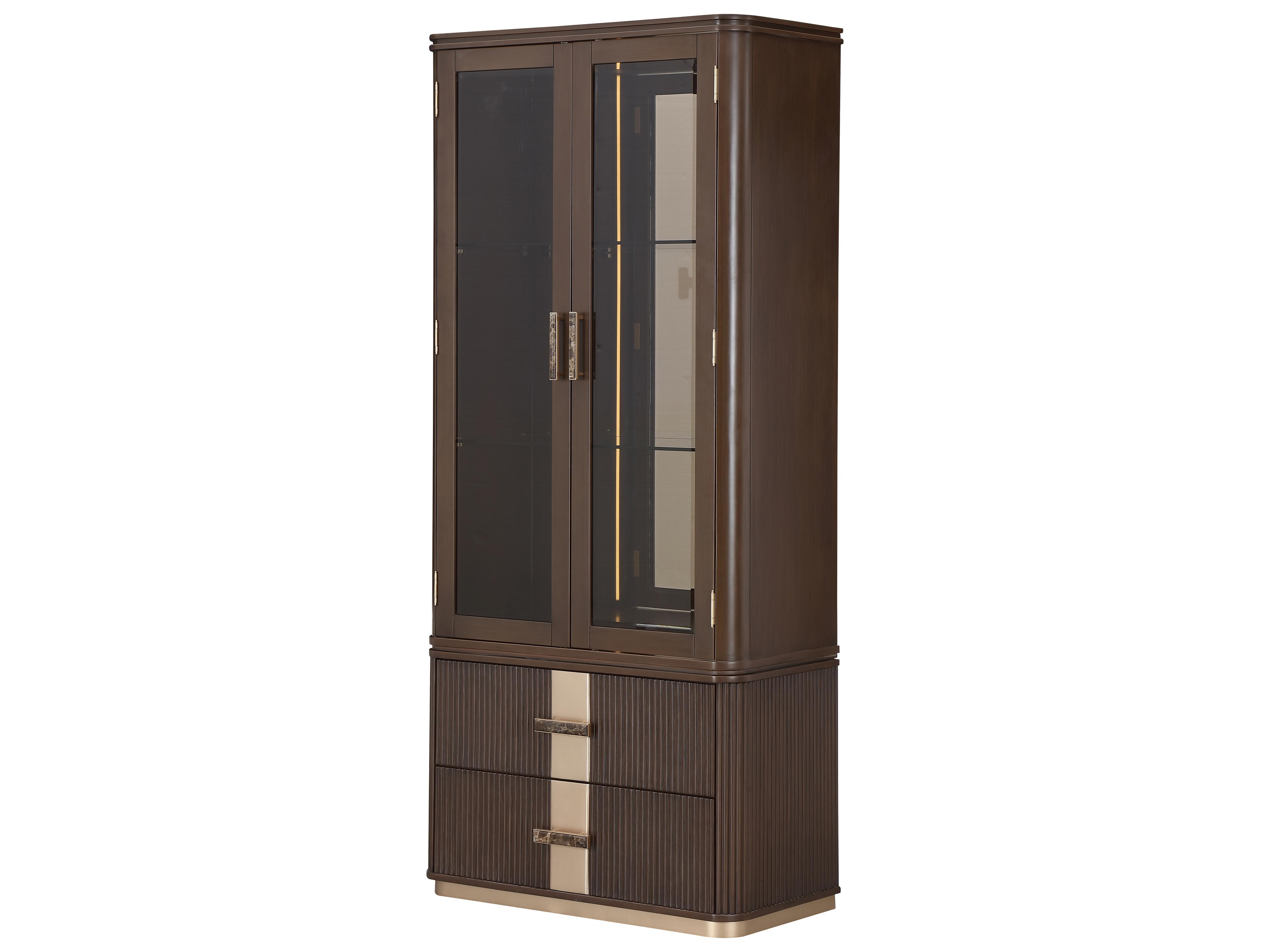 Michael Amini West Kensington Rubberwood Espresso Display Cabinet