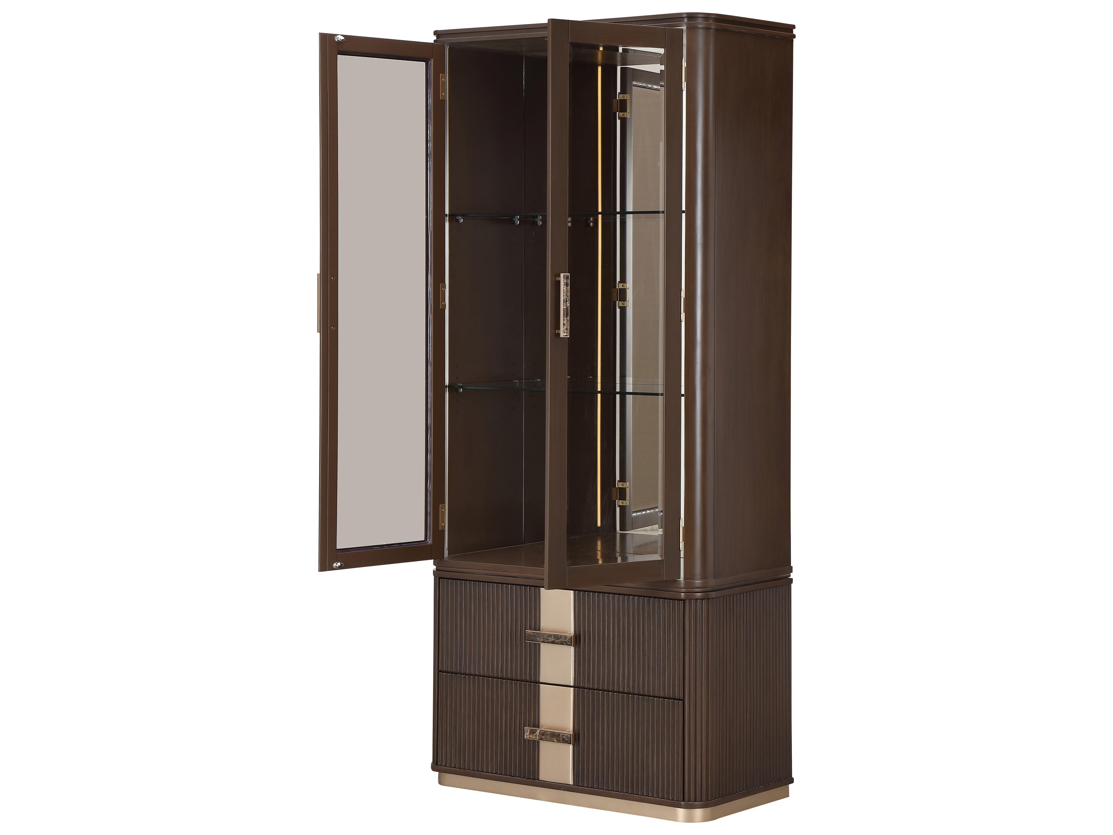 Michael Amini West Kensington Rubberwood Espresso Display Cabinet