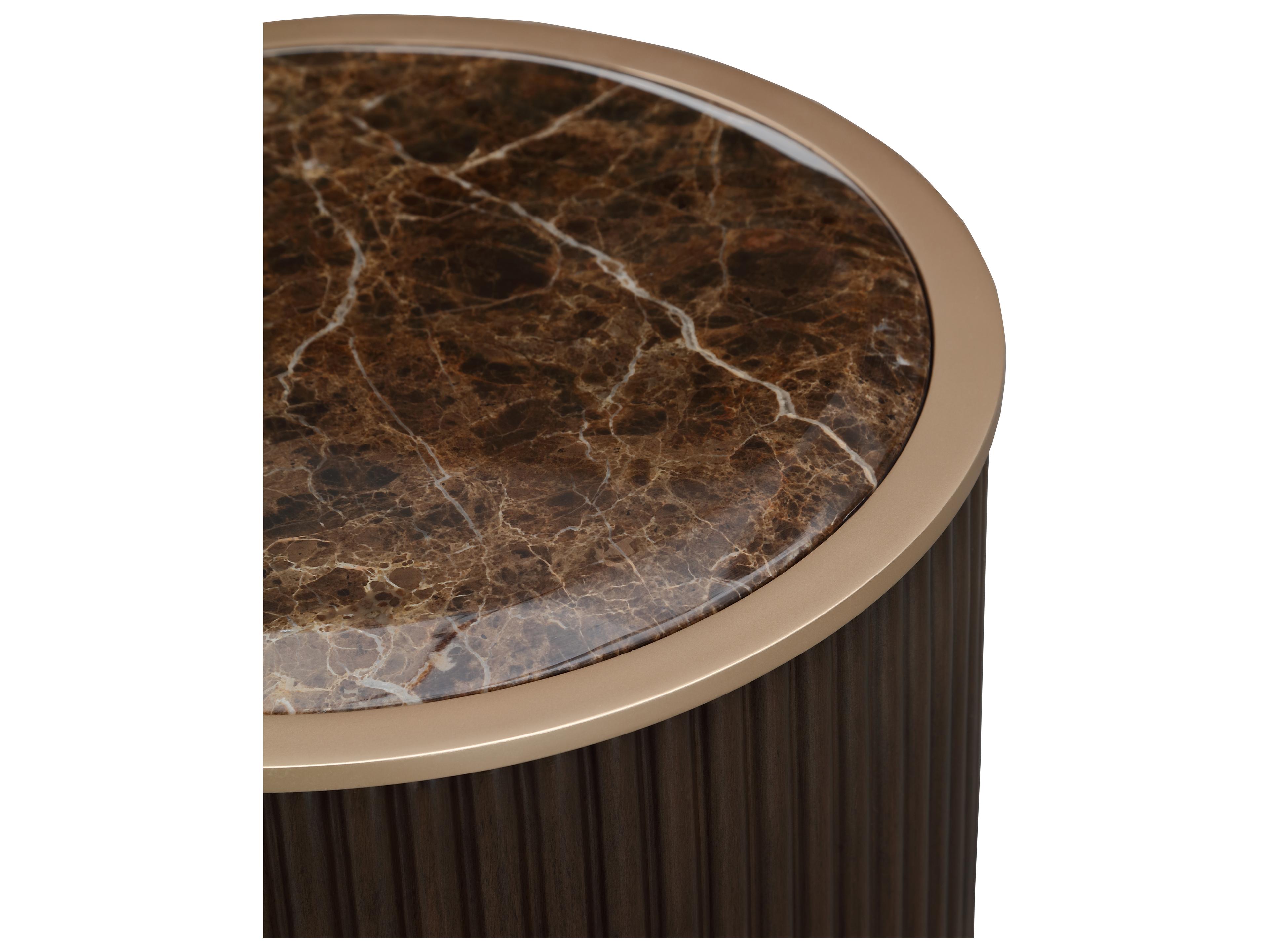 Michael Amini West Kensington Round Marble Espresso End Table