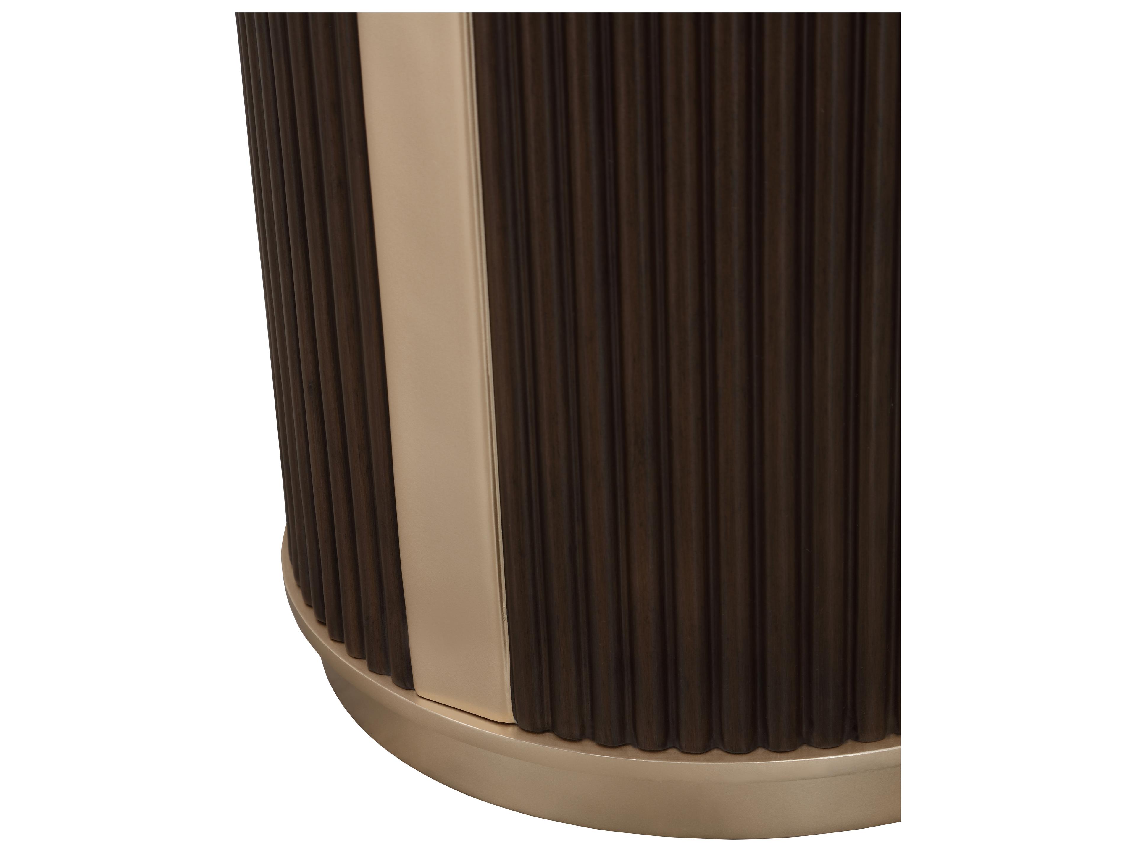 Michael Amini West Kensington Round Marble Espresso End Table