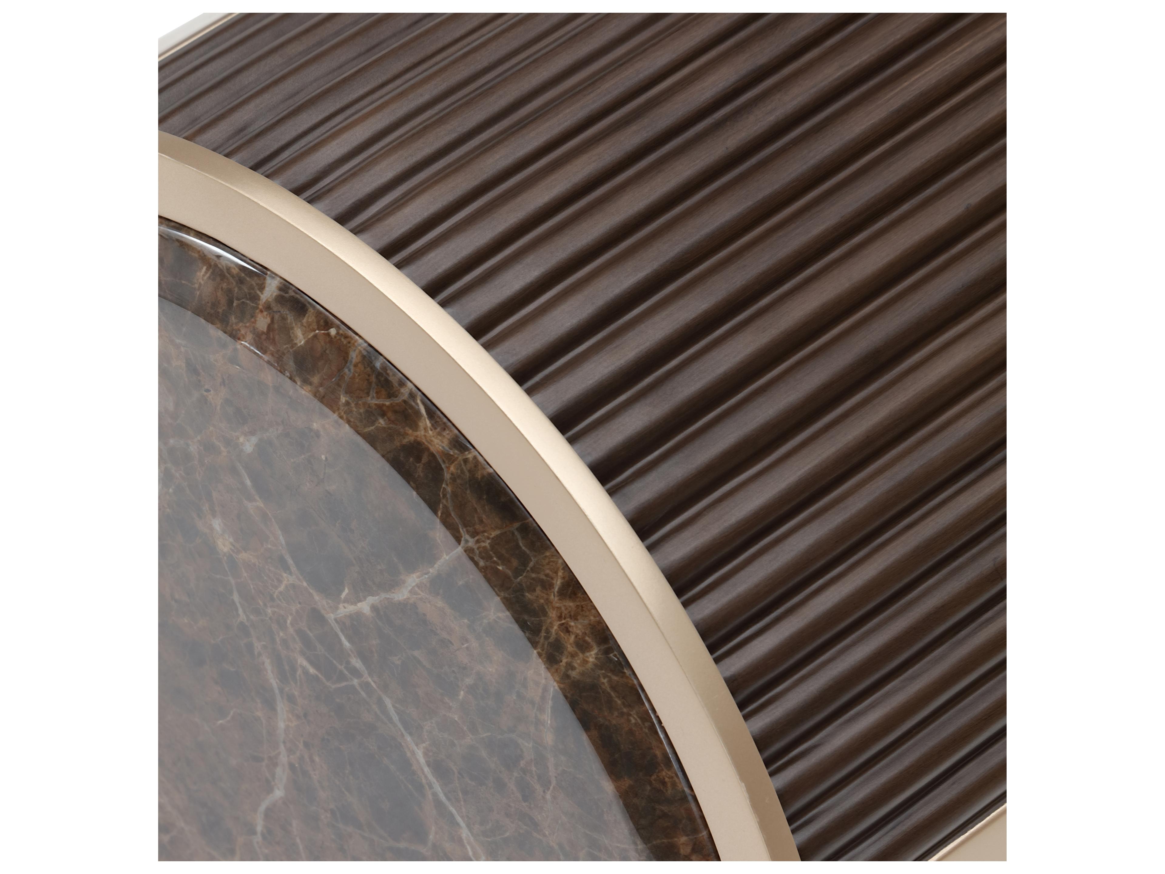 Michael Amini West Kensington Round Marble Espresso End Table