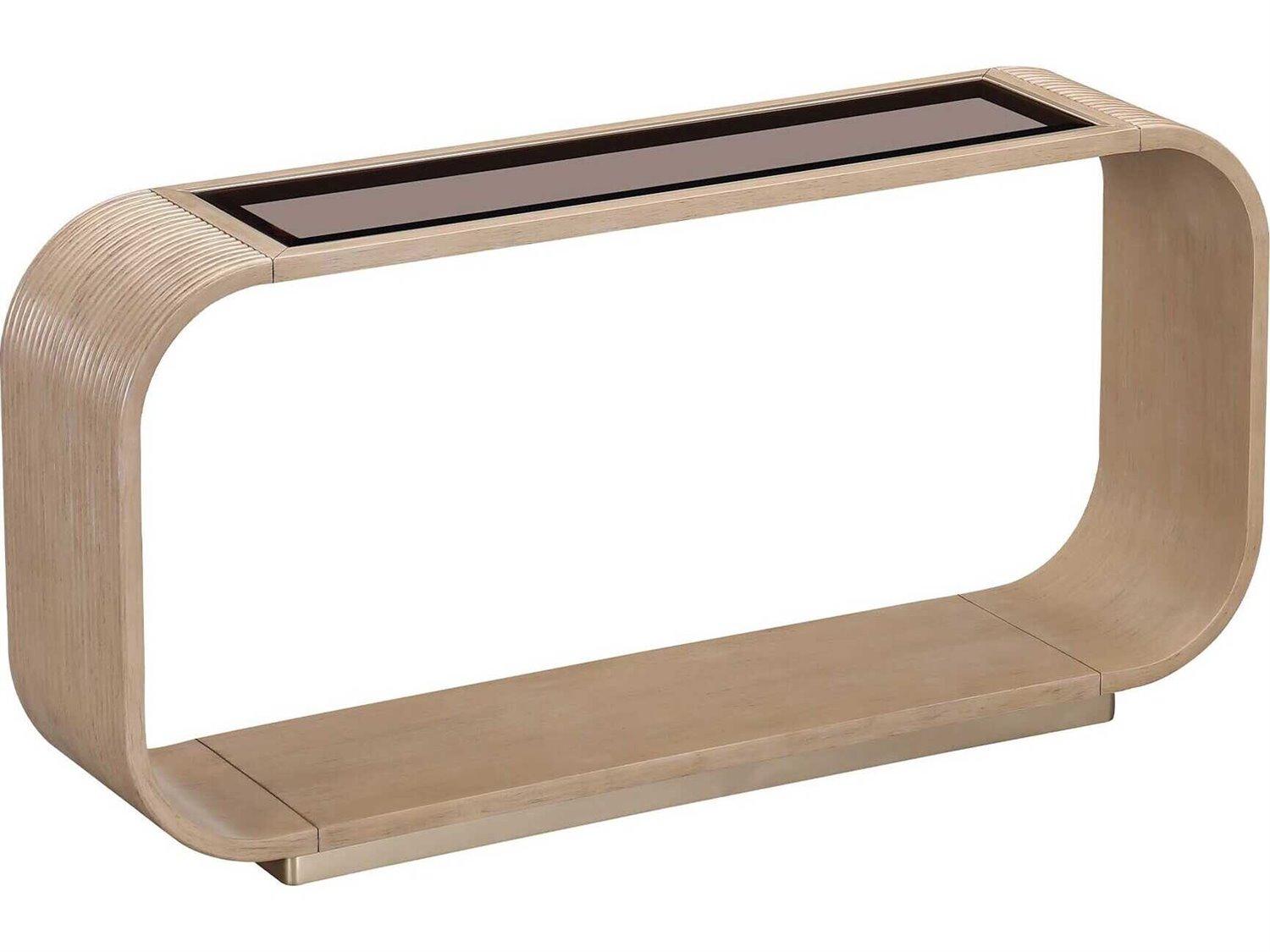 Michael Amini West Kensington Rectangular Glass Sea Salt Caramel Console Table