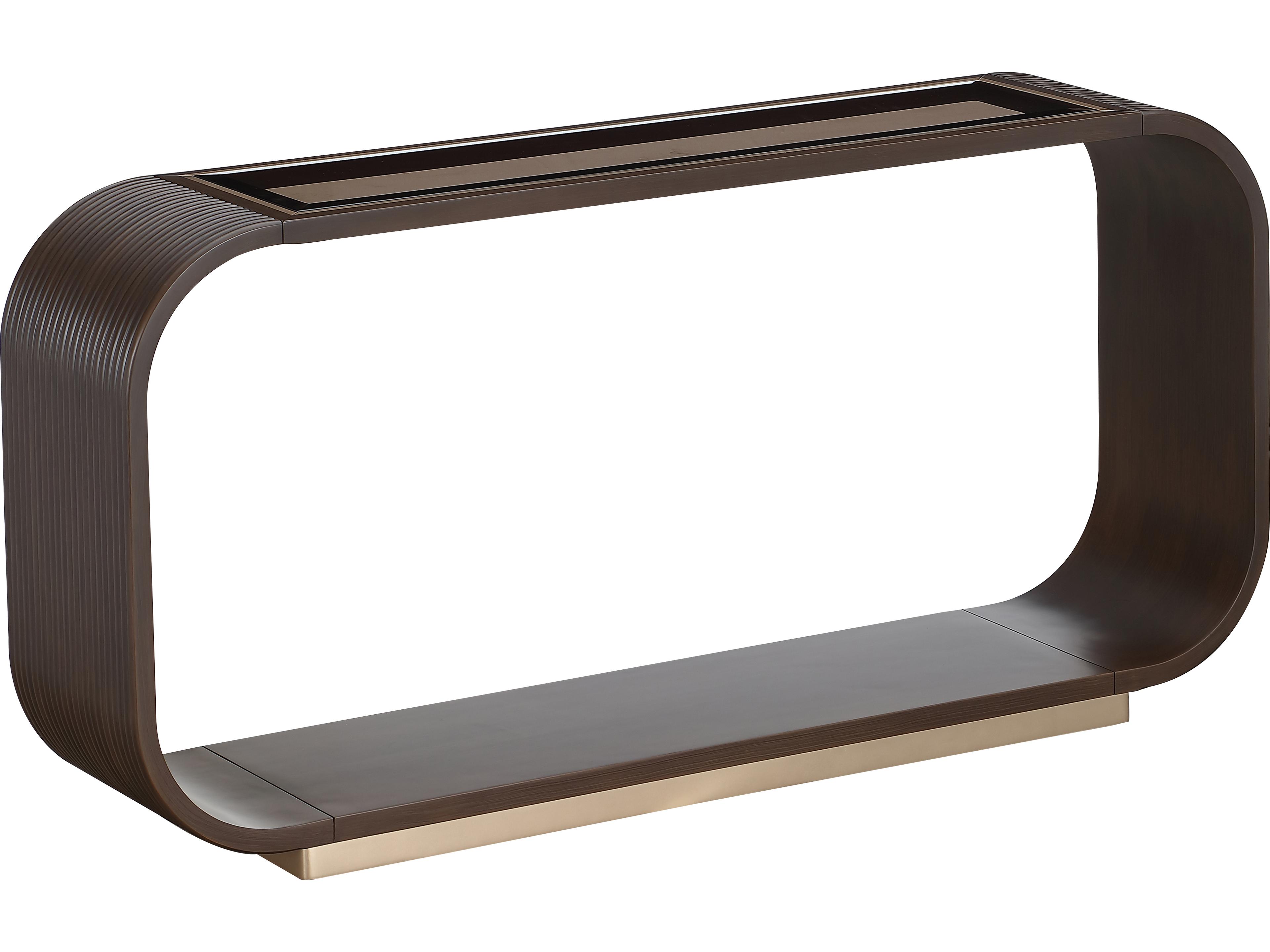 Michael Amini West Kensington Rectangular Glass Espresso Console Table