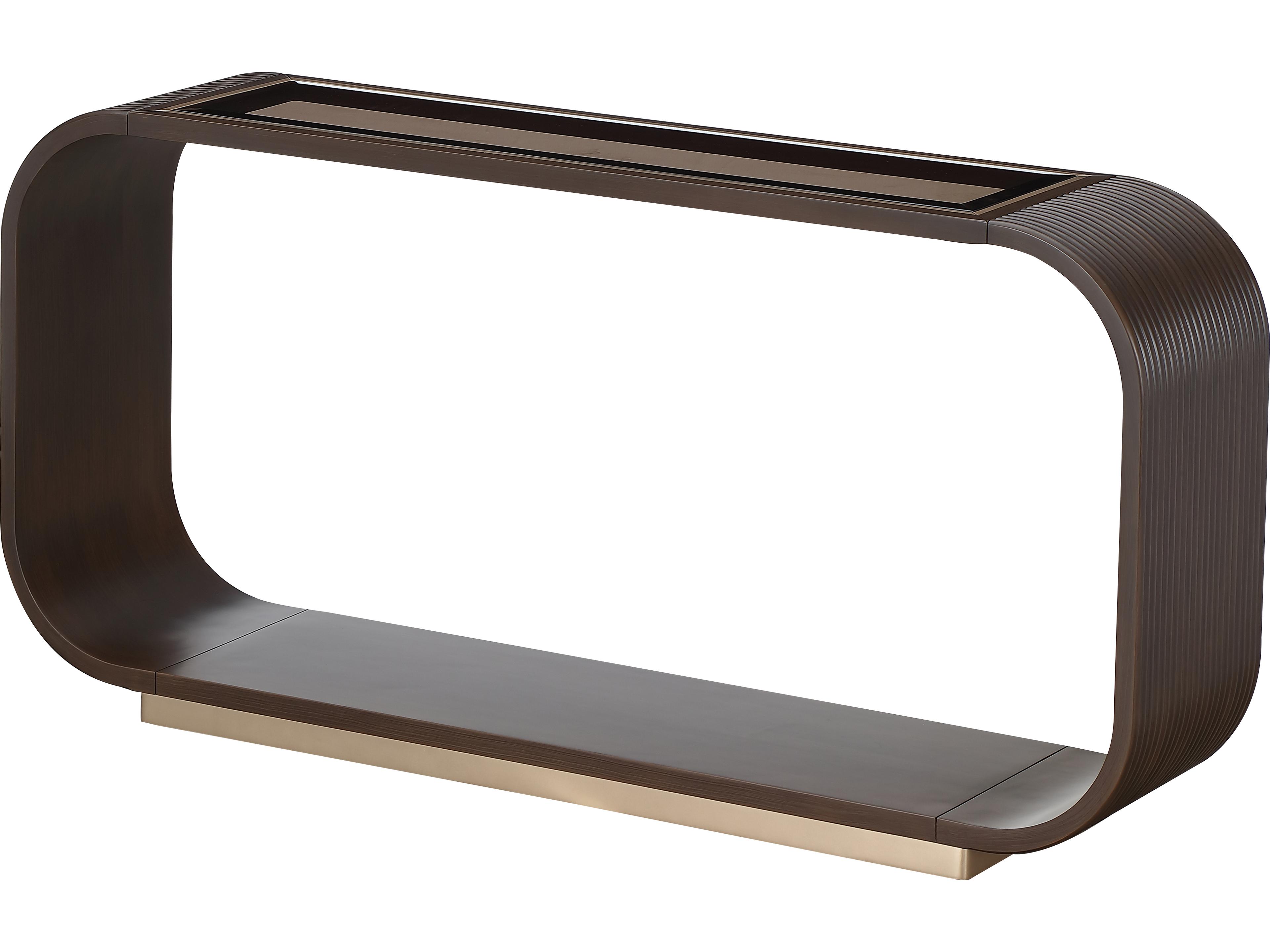 Michael Amini West Kensington Rectangular Glass Espresso Console Table