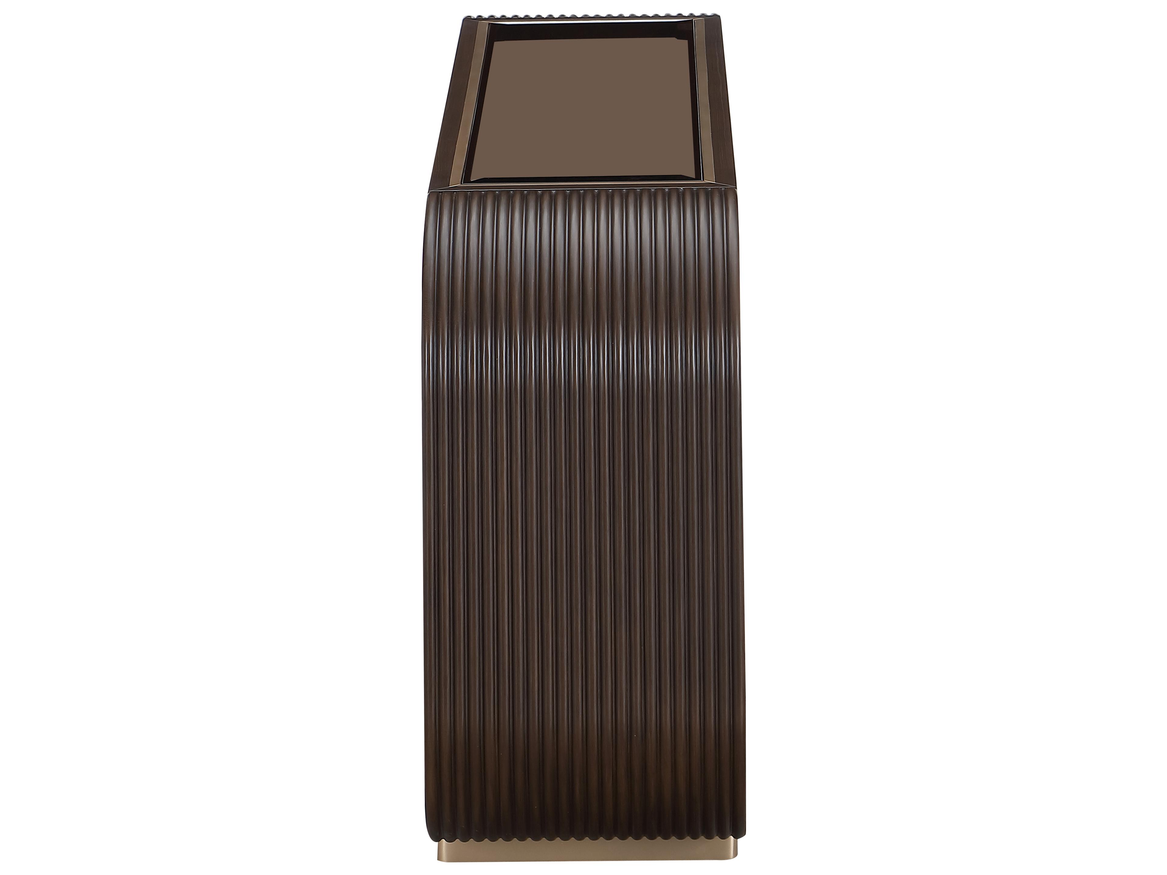 Michael Amini West Kensington Rectangular Glass Espresso Console Table