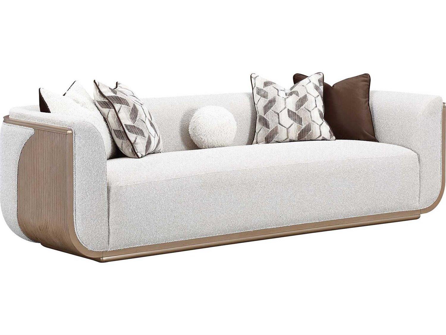 Michael Amini West Kensington Sea Salt Caramel Beige Upholstered Sofa