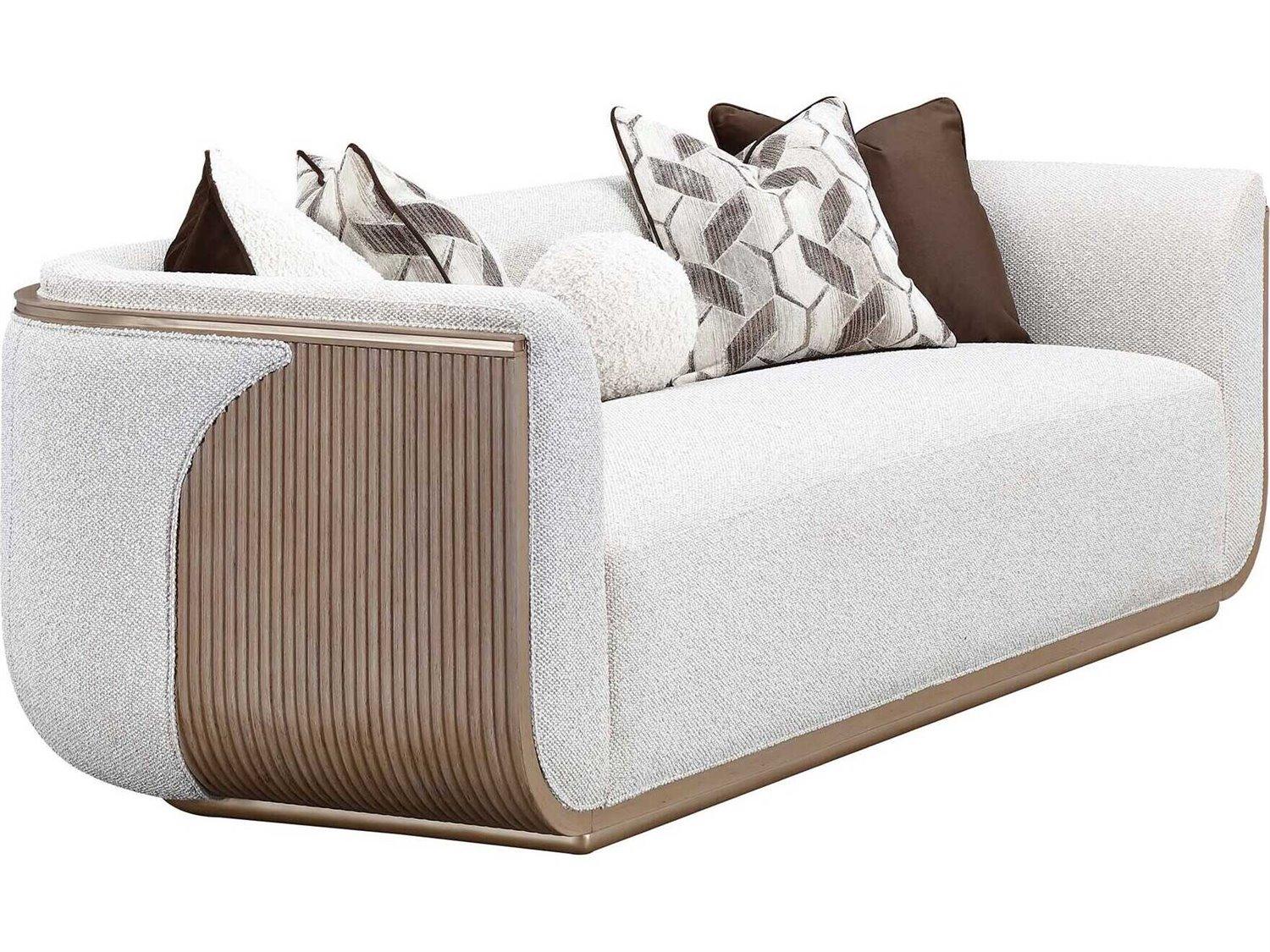 Michael Amini West Kensington Sea Salt Caramel Beige Upholstered Sofa