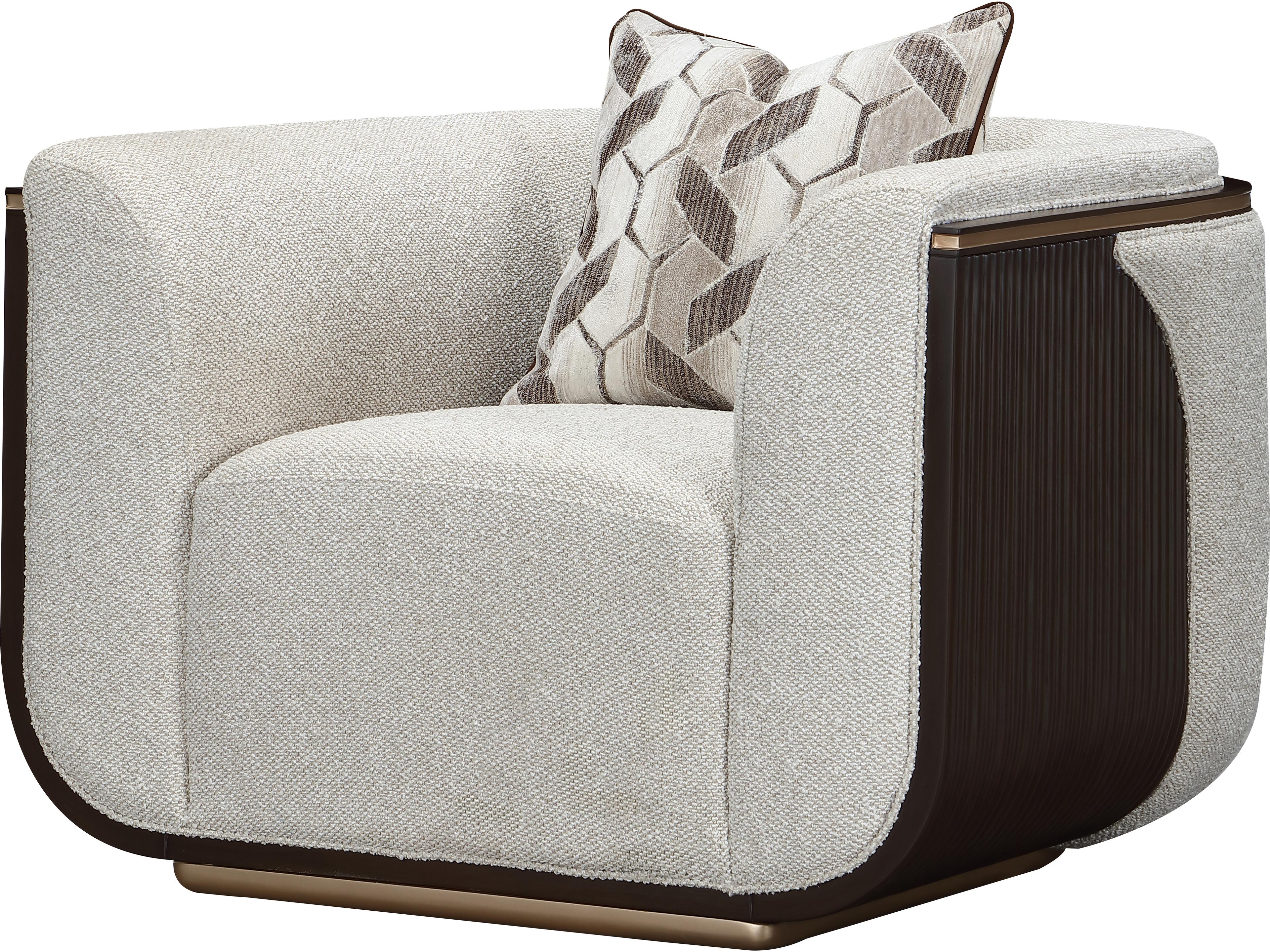 Michael Amini West Kensington Gray Accent Chair Espresso