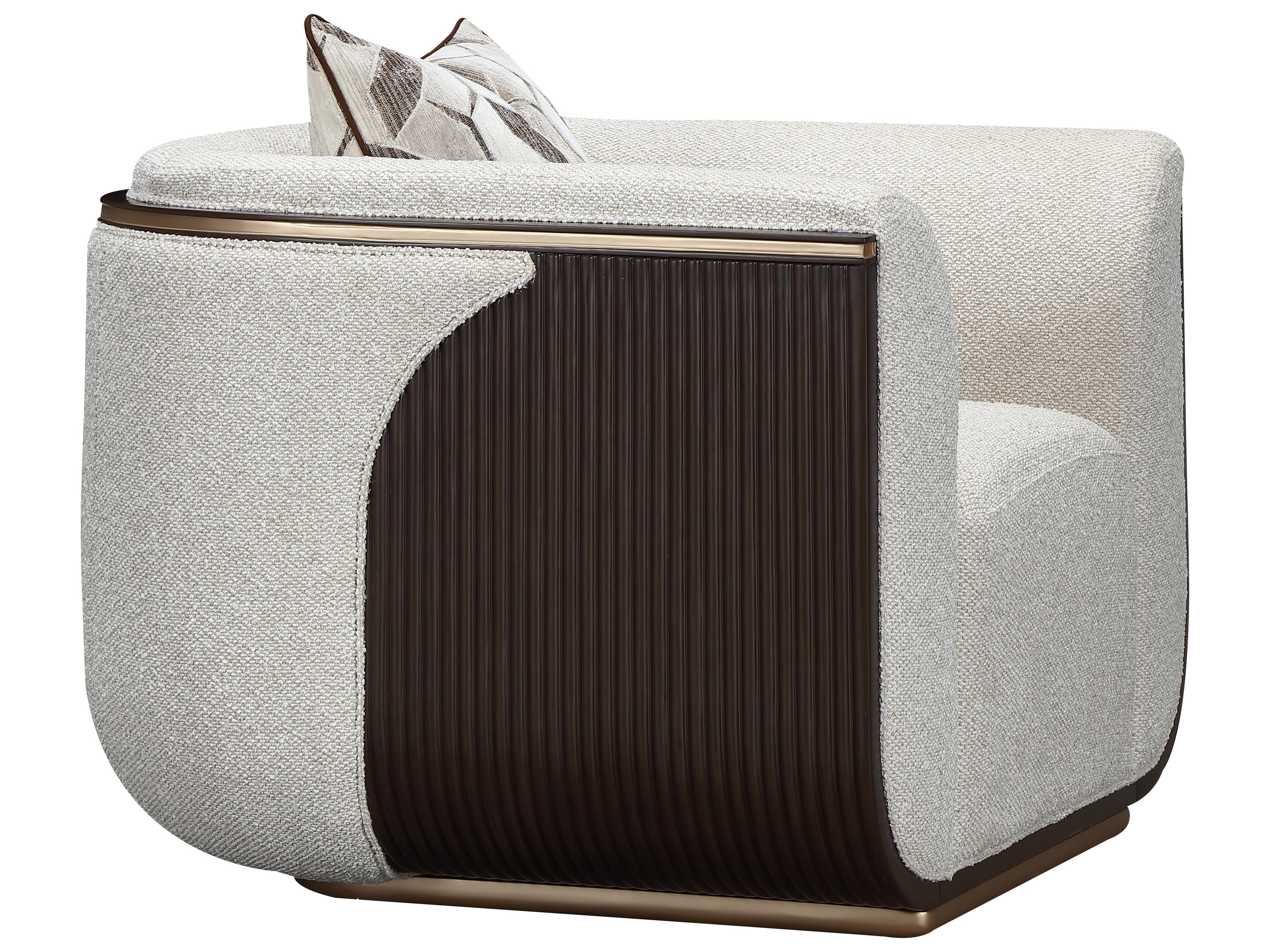 Michael Amini West Kensington Gray Accent Chair Espresso