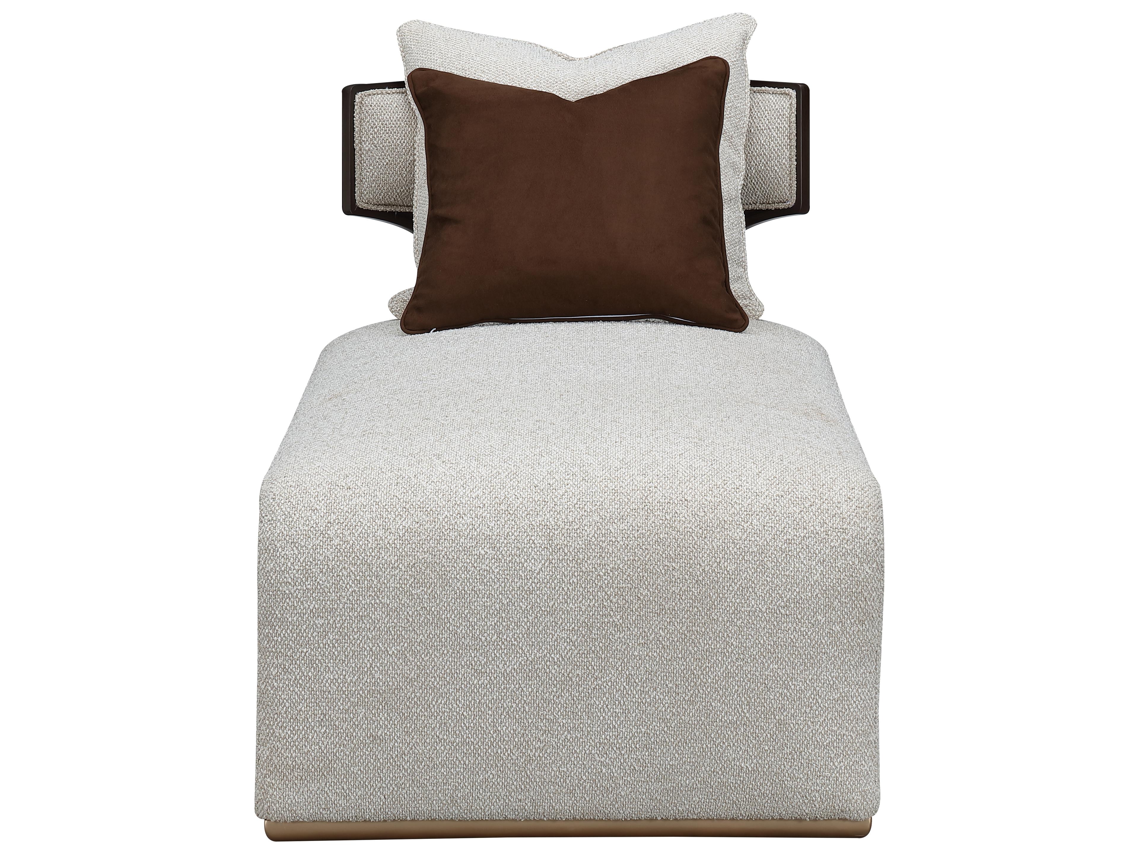 Michael Amini West Kensington Buff Espresso Gray Upholstered Chaise