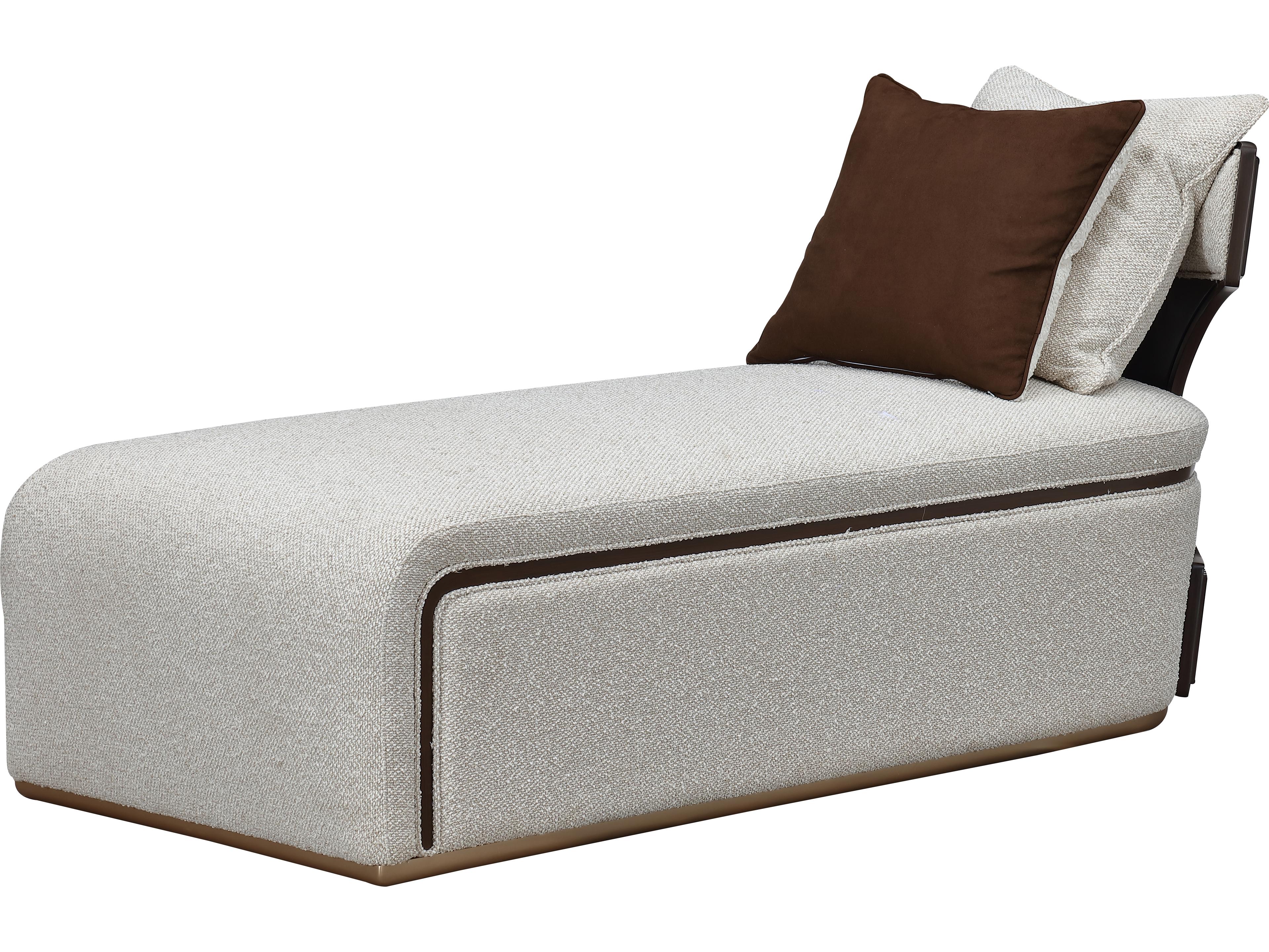 Michael Amini West Kensington Buff Espresso Gray Upholstered Chaise