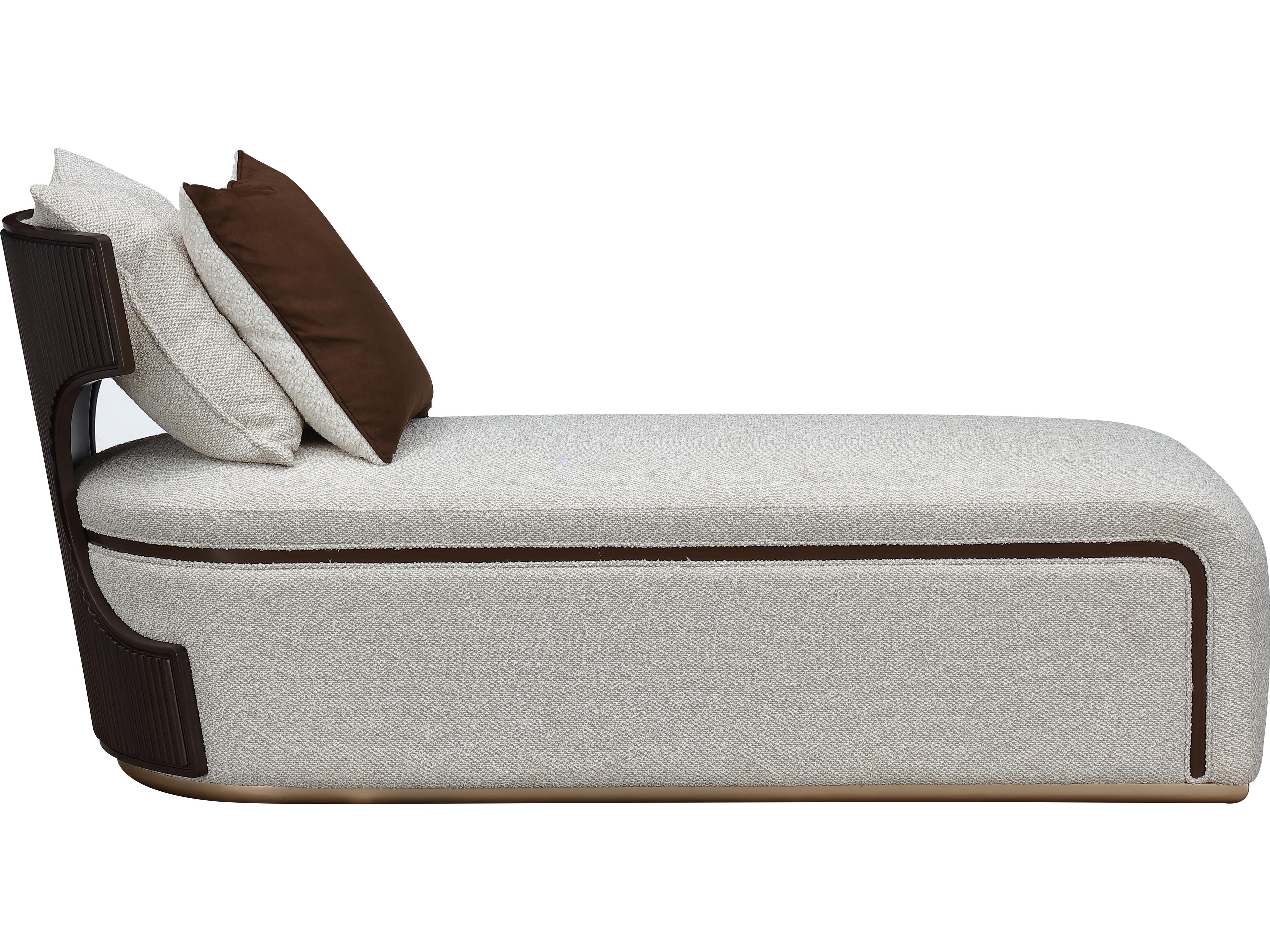 Michael Amini West Kensington Buff Espresso Gray Upholstered Chaise