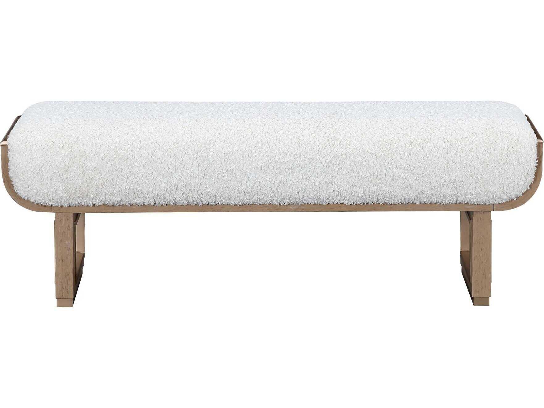 Michael Amini West Kensington Sea Salt Caramel Beige Upholstered Accent Bench