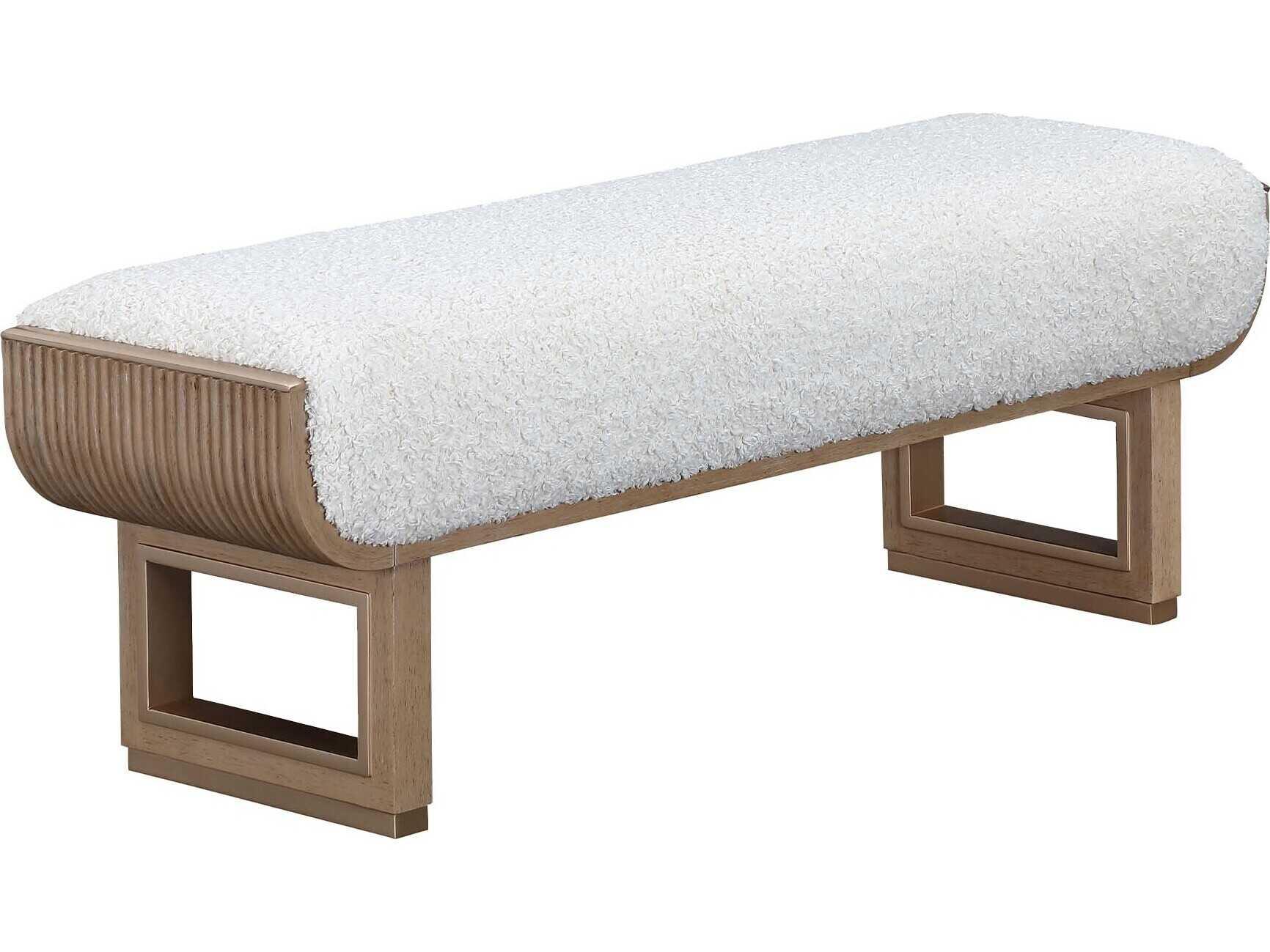 Michael Amini West Kensington Sea Salt Caramel Beige Upholstered Accent Bench