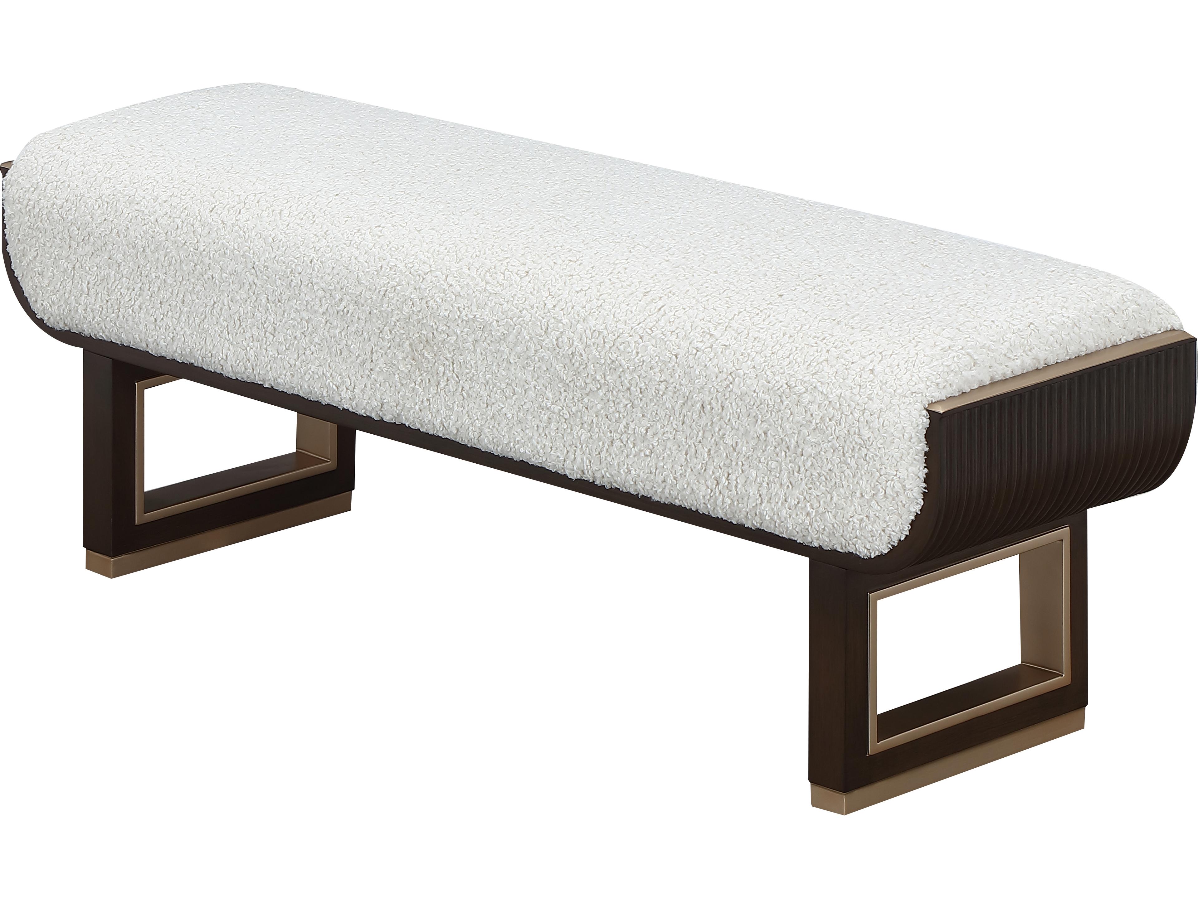 Michael Amini West Kensington Espresso Cream Puff Upholstered Accent Bench