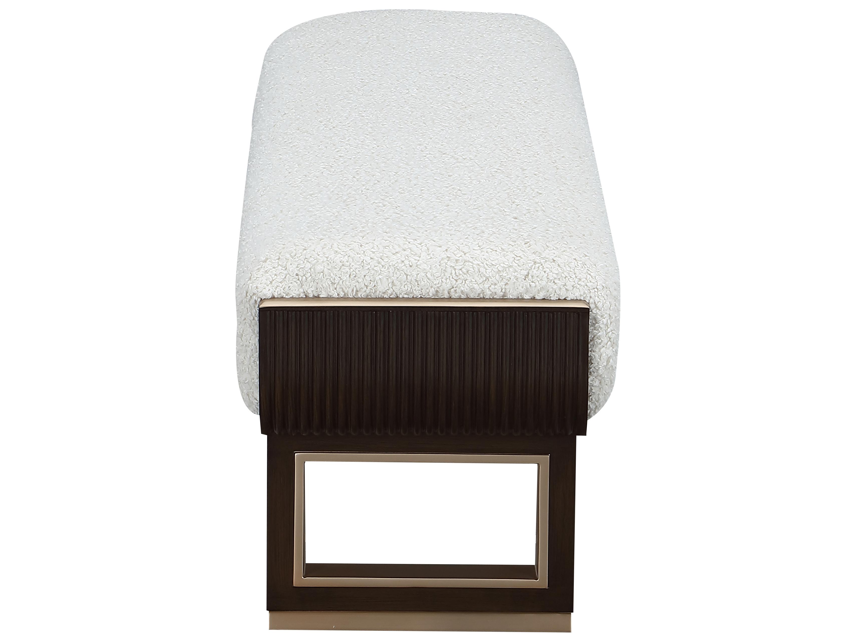 Michael Amini West Kensington Espresso Cream Puff Upholstered Accent Bench