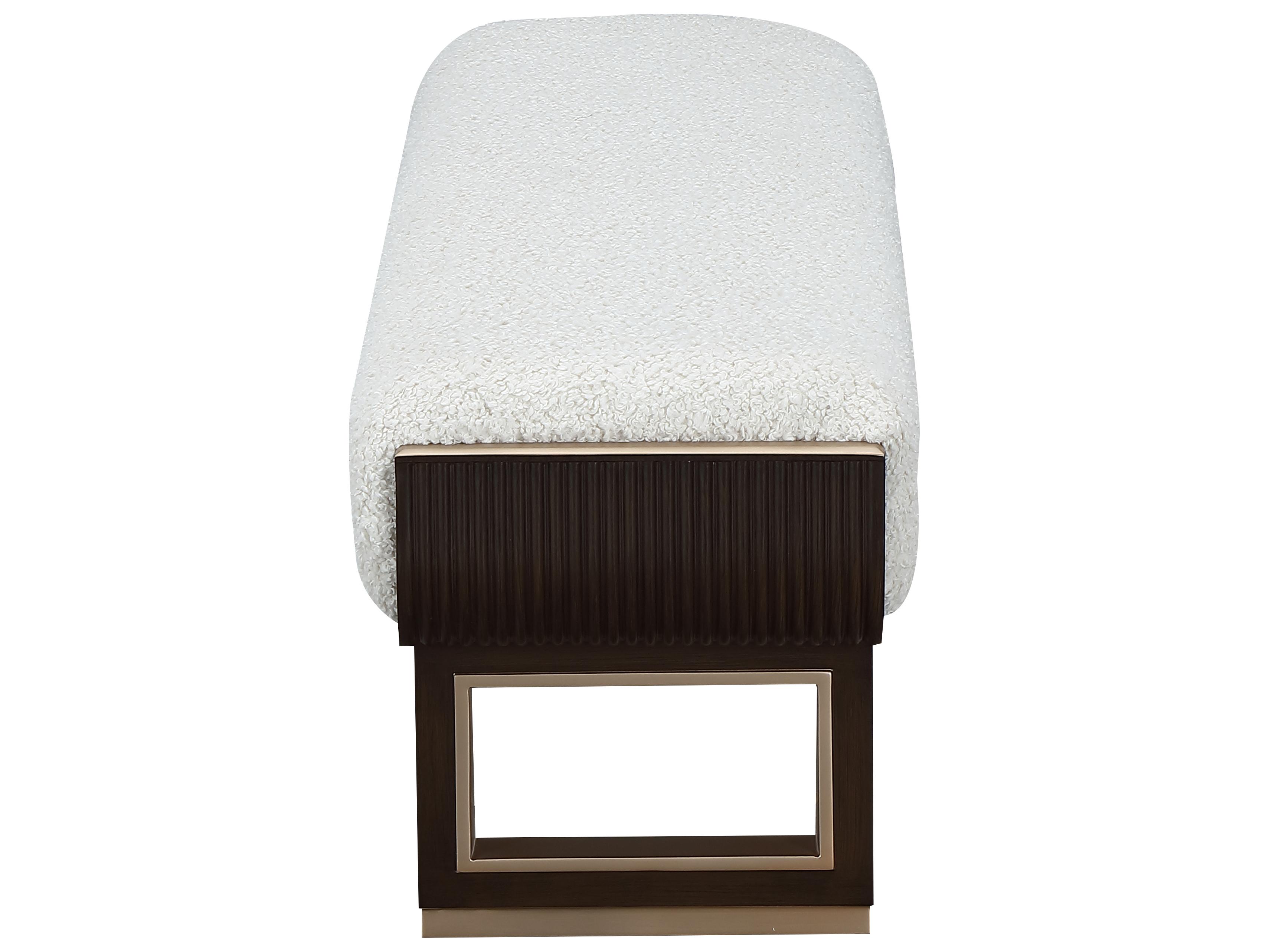 Michael Amini West Kensington Espresso Cream Puff Upholstered Accent Bench