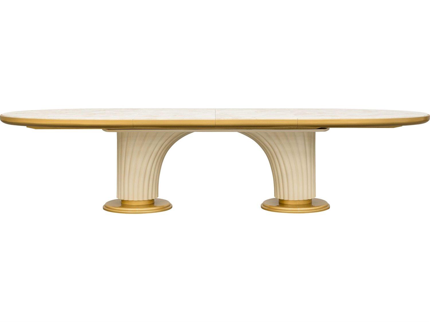 Michael Amini Scotts Square Oval Wood Light Champagne Dining Table
