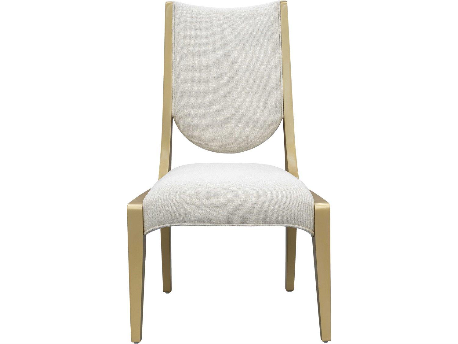 Michael Amini Scotts Square Poplar Wood Gold Upholstered Armless Dining Chair Set of 2