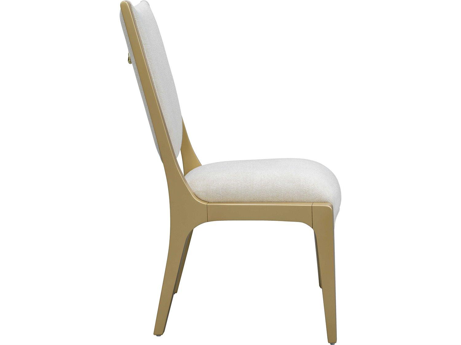 Michael Amini Scotts Square Poplar Wood Gold Upholstered Armless Dining Chair Set of 2