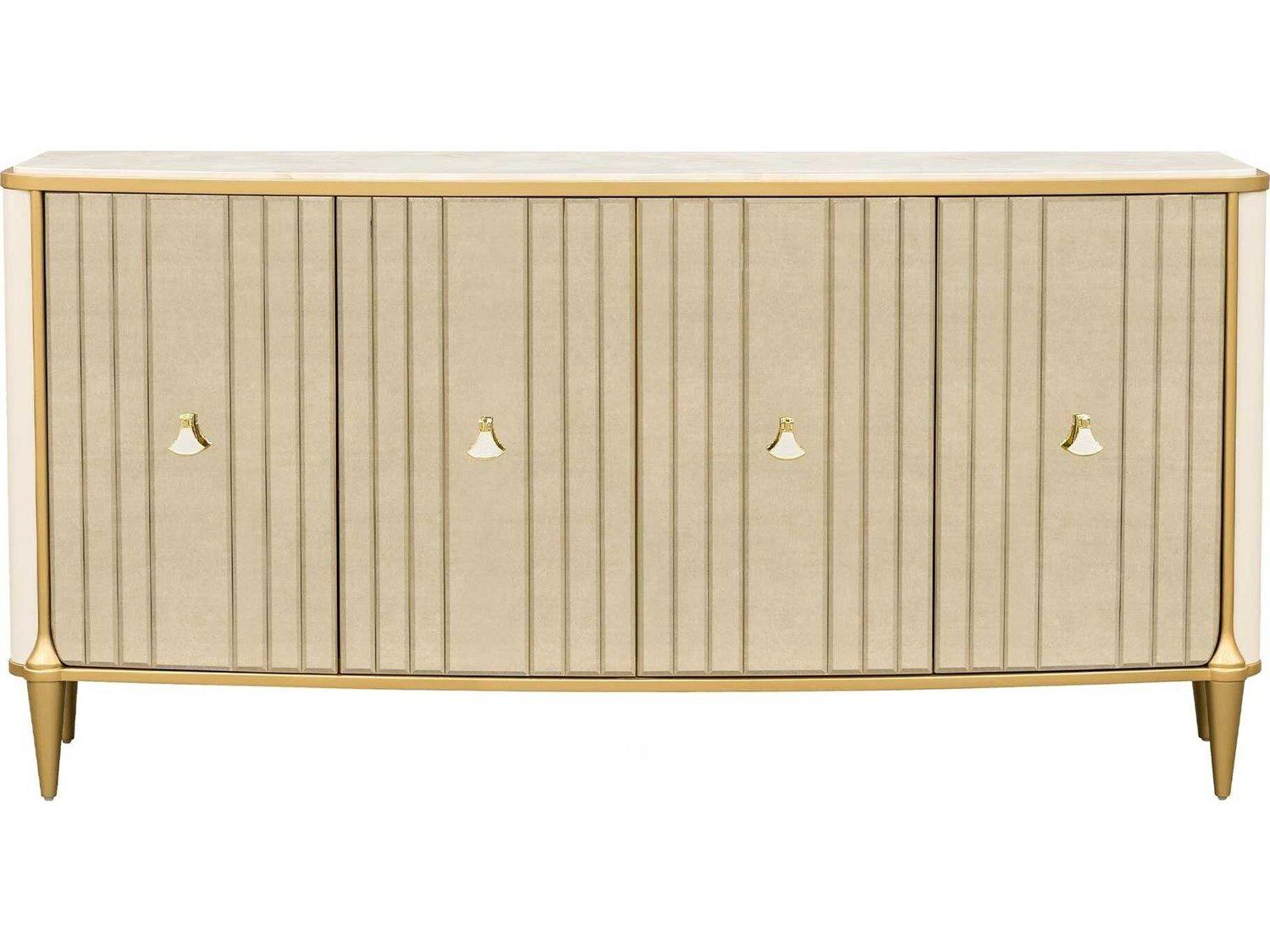 Michael Amini Scotts Square 72" Poplar Wood Light Champagne Sideboard