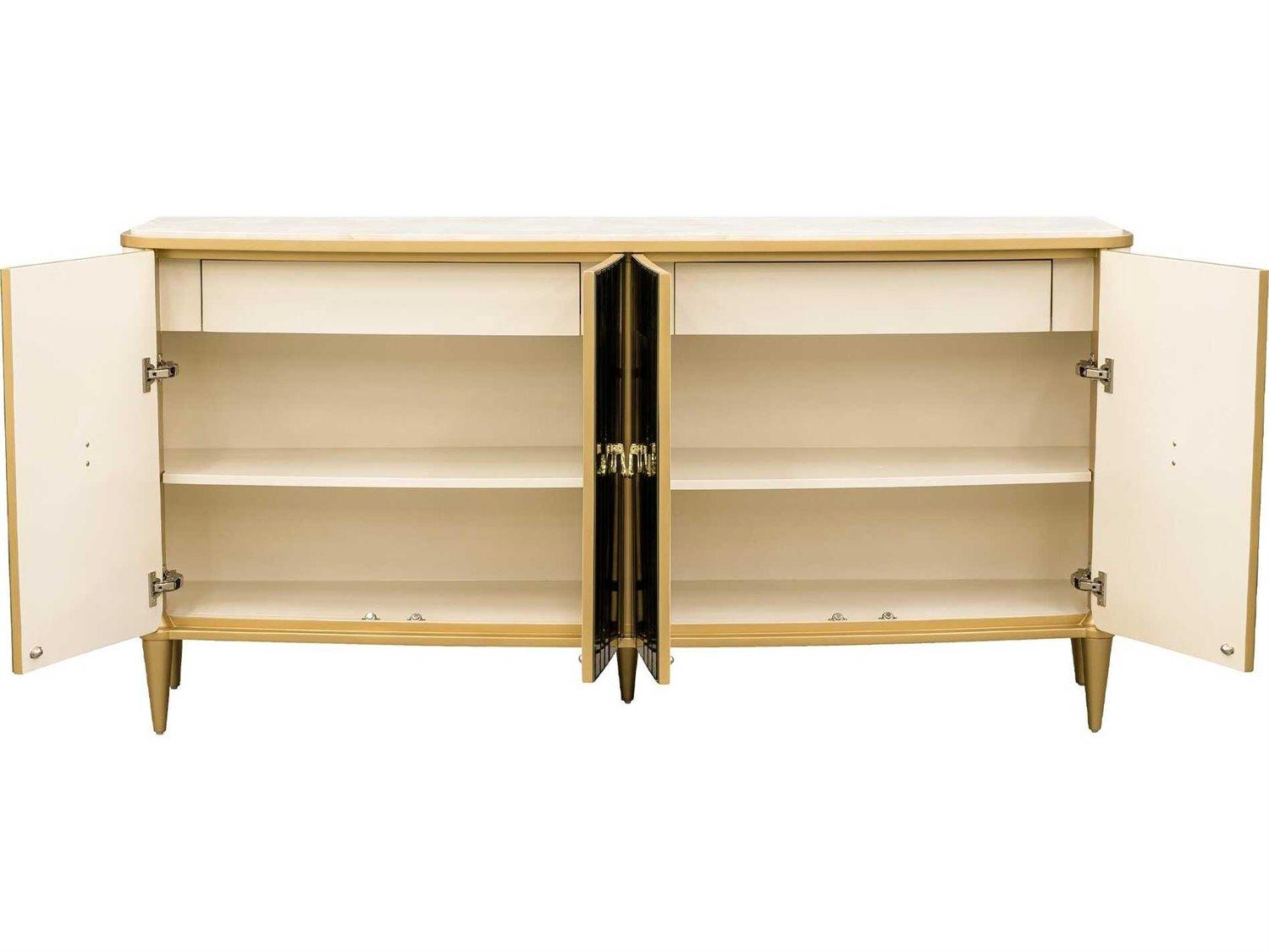 Michael Amini Scotts Square 72" Poplar Wood Light Champagne Sideboard