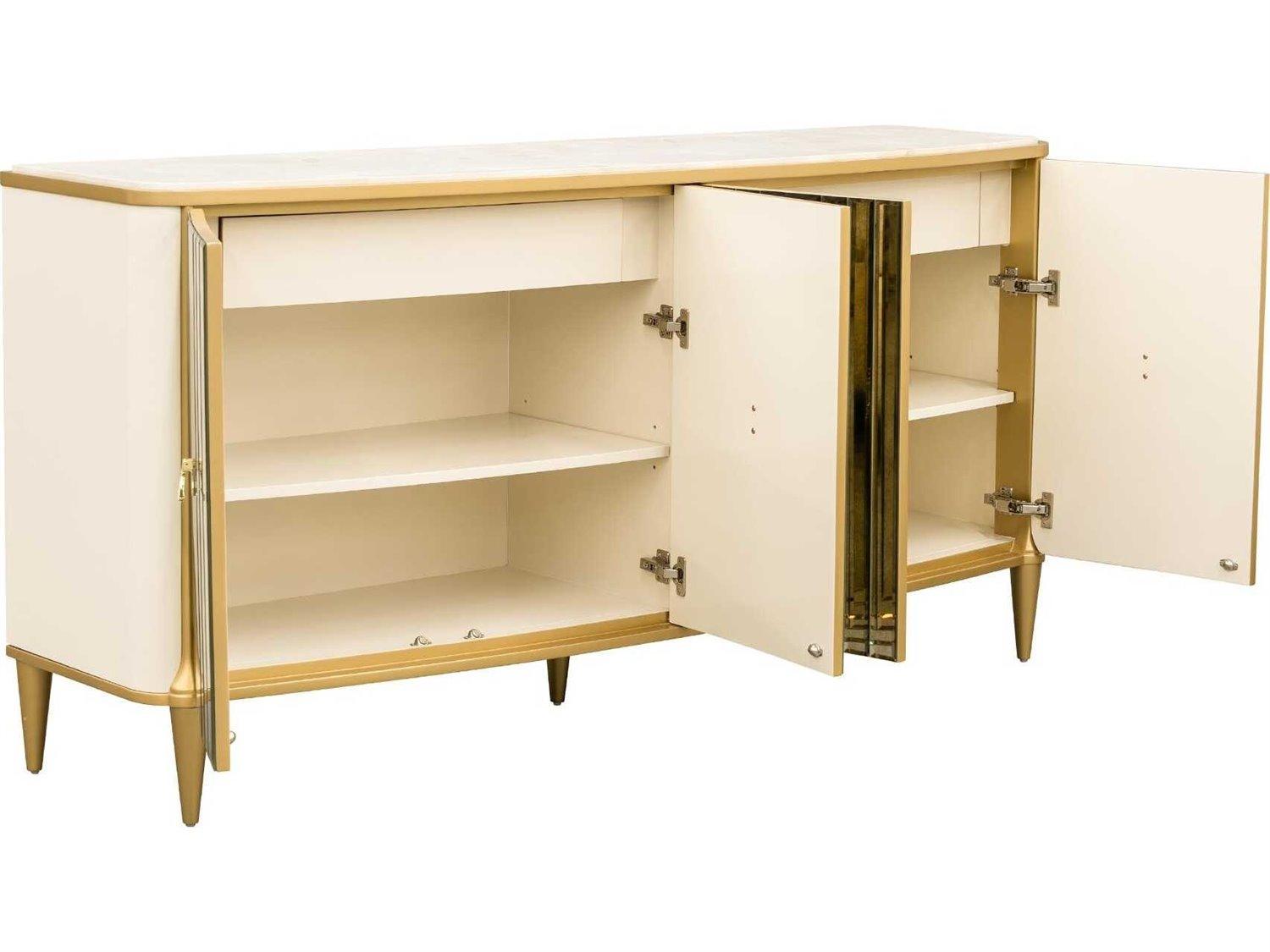 Michael Amini Scotts Square 72" Poplar Wood Light Champagne Sideboard