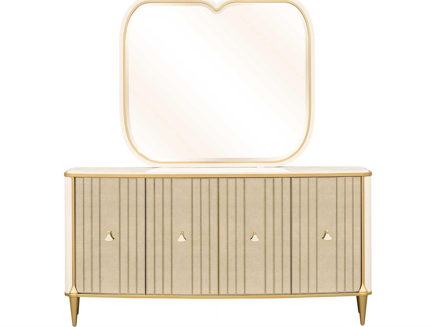 Michael Amini Scotts Square 72" Poplar Wood Light Champagne Sideboard