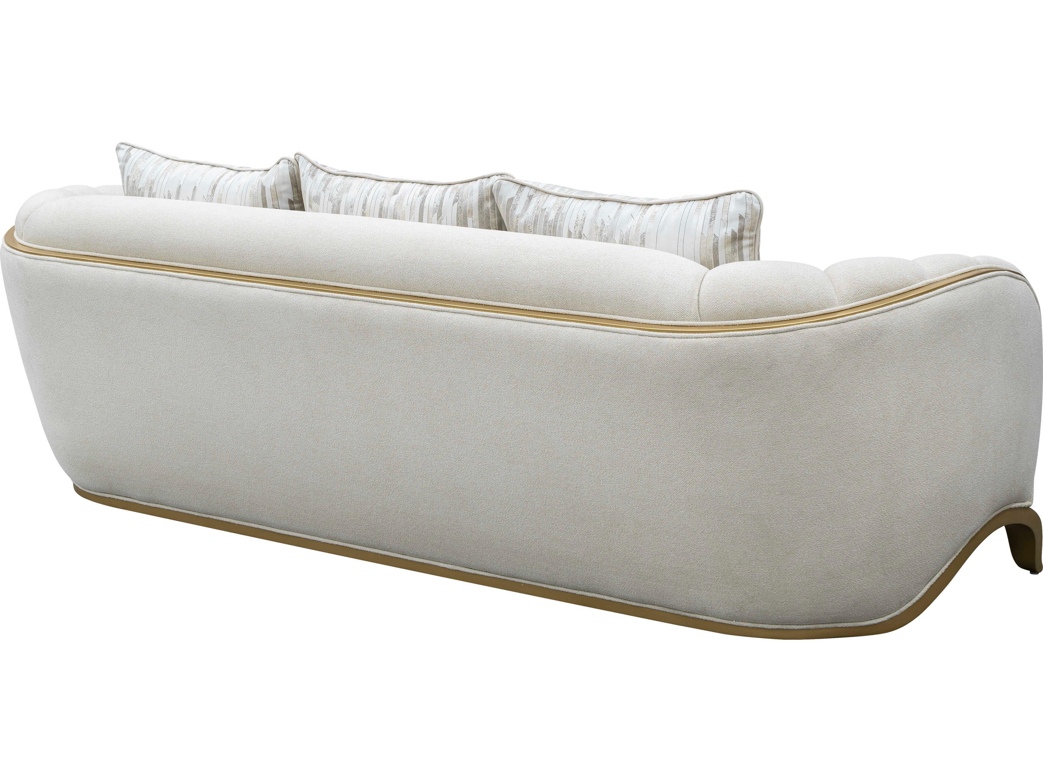 Michael Amini Scotts Square Light Champagne White Upholstered Sofa