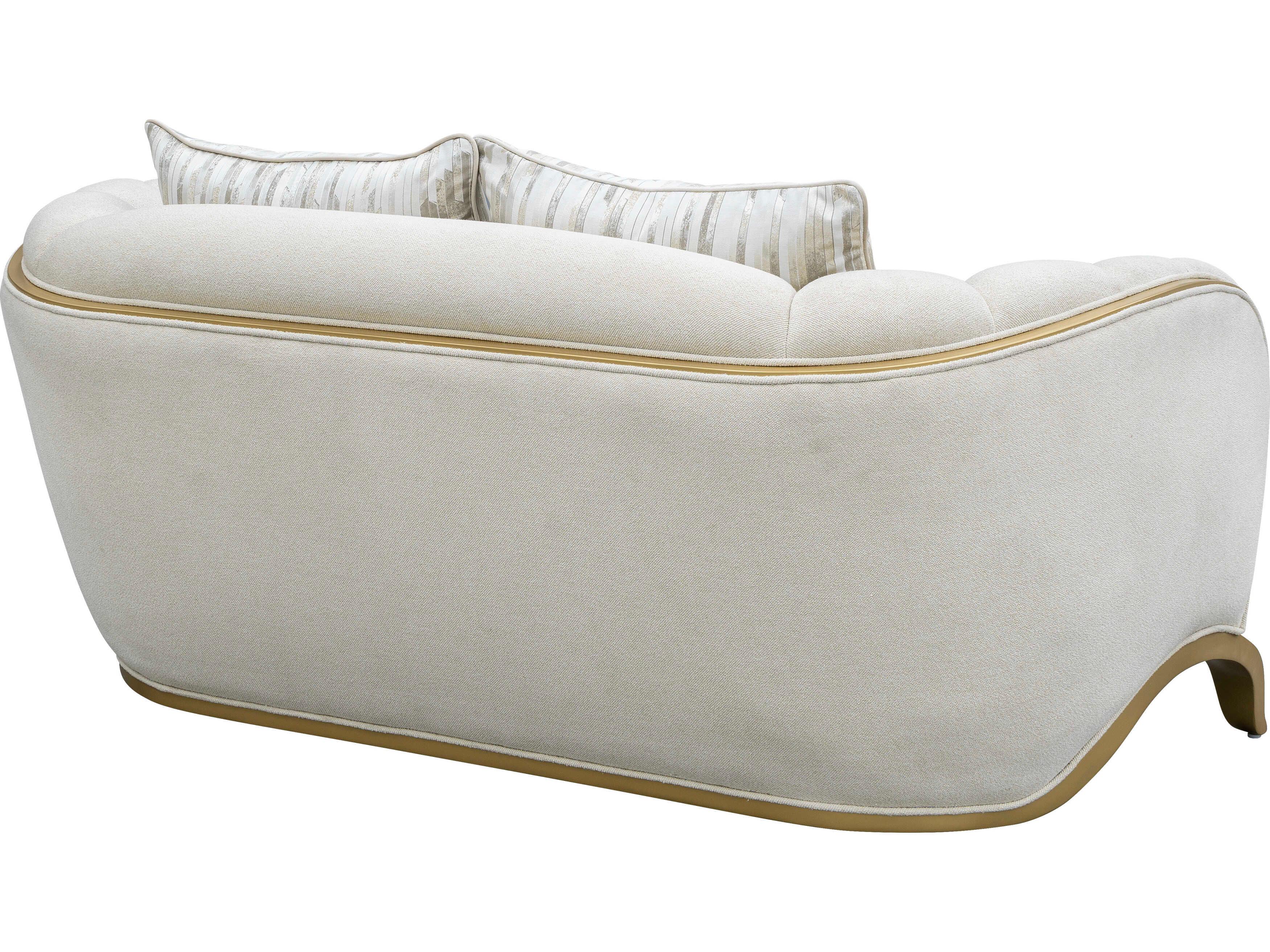 Michael Amini Scotts Square Light Champagne White Upholstered Loveseat