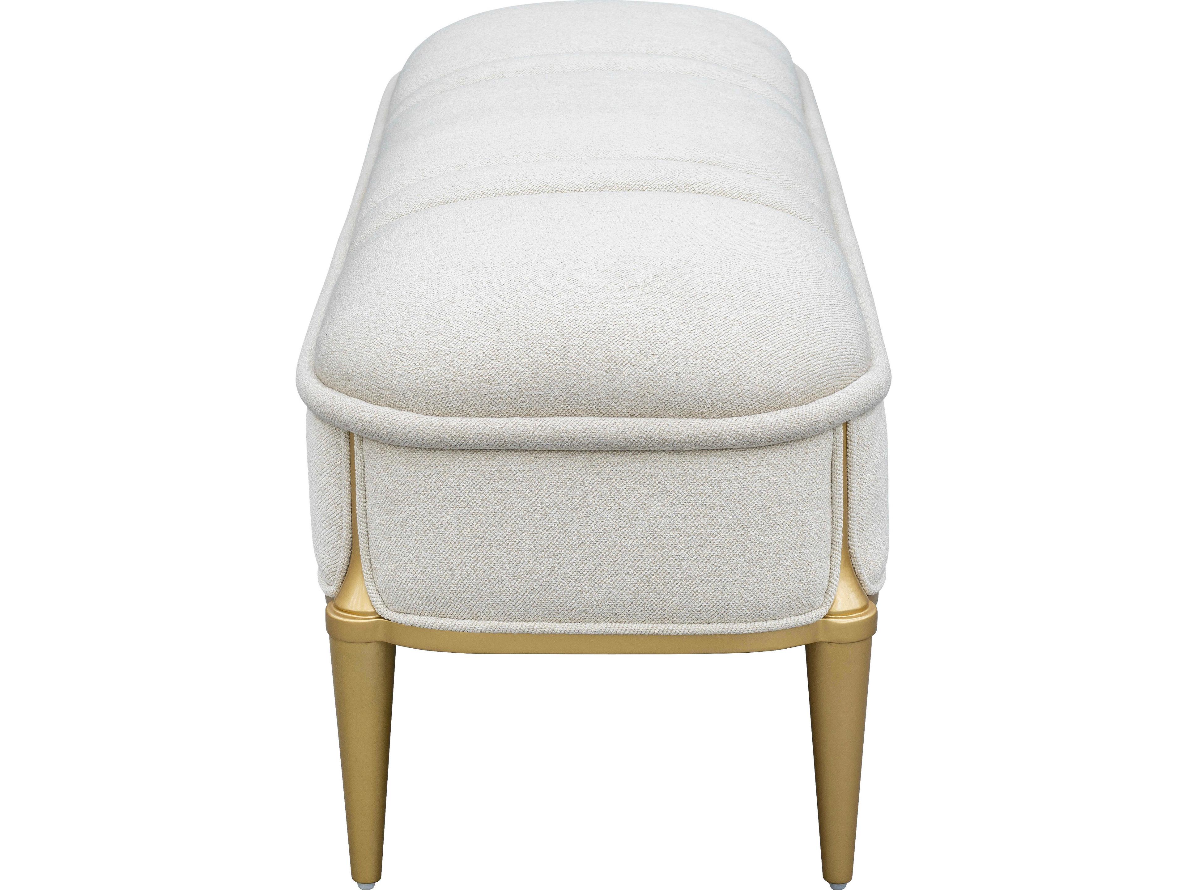 Michael Amini Scotts Square Light Champagne White Upholstered Accent Bench